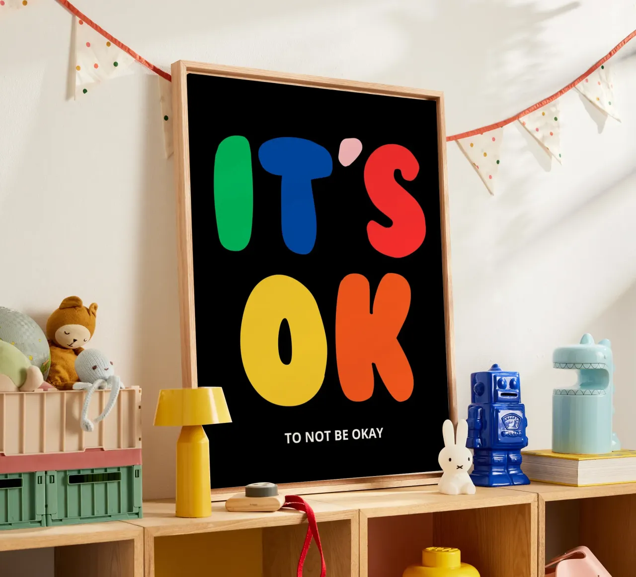 IT'S OK TO NOT BE OKAY tela con Cornice a cassetta da ramosashop