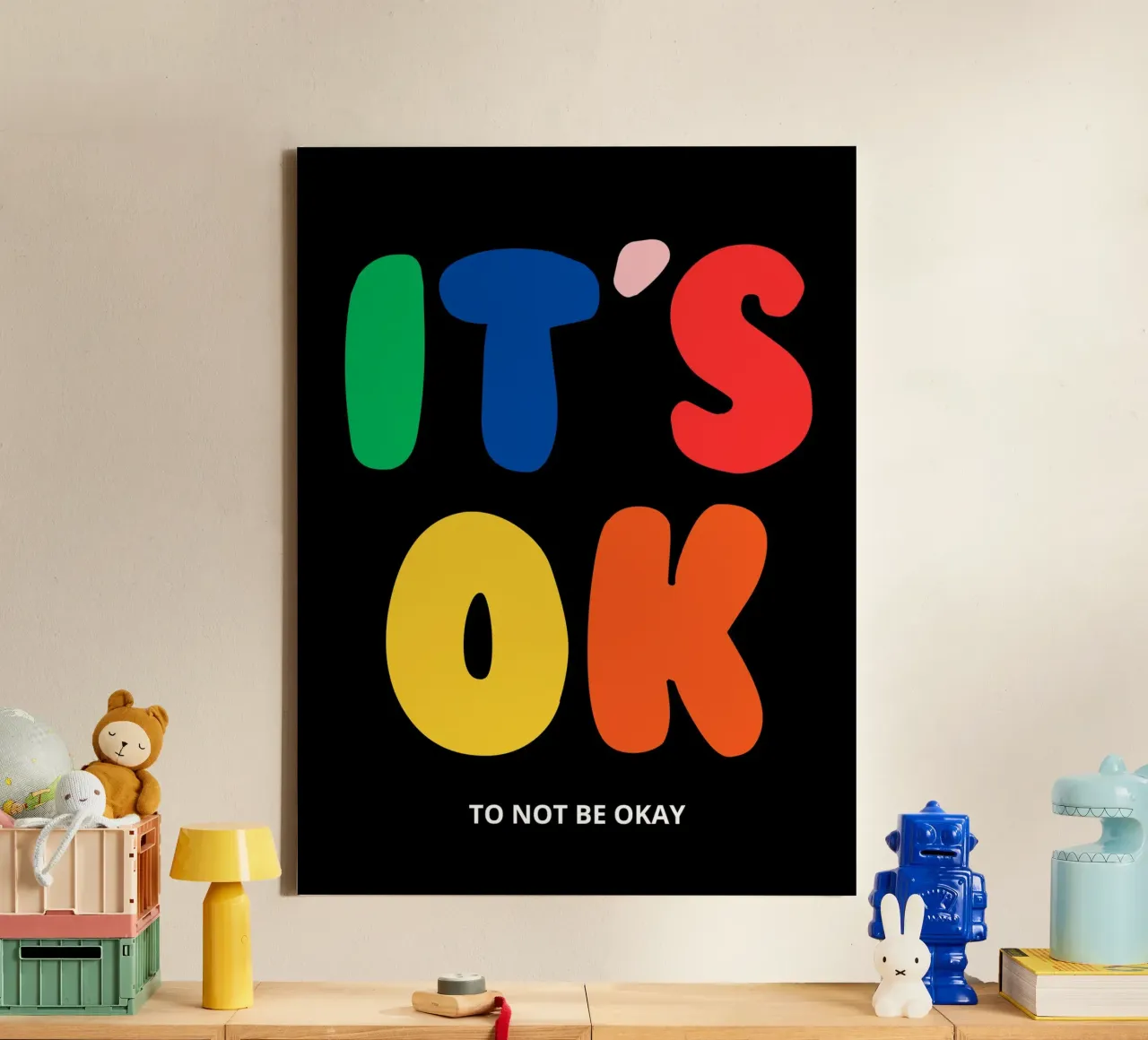 IT'S OK TO NOT BE OKAY tela con Cornice a cassetta da ramosashop