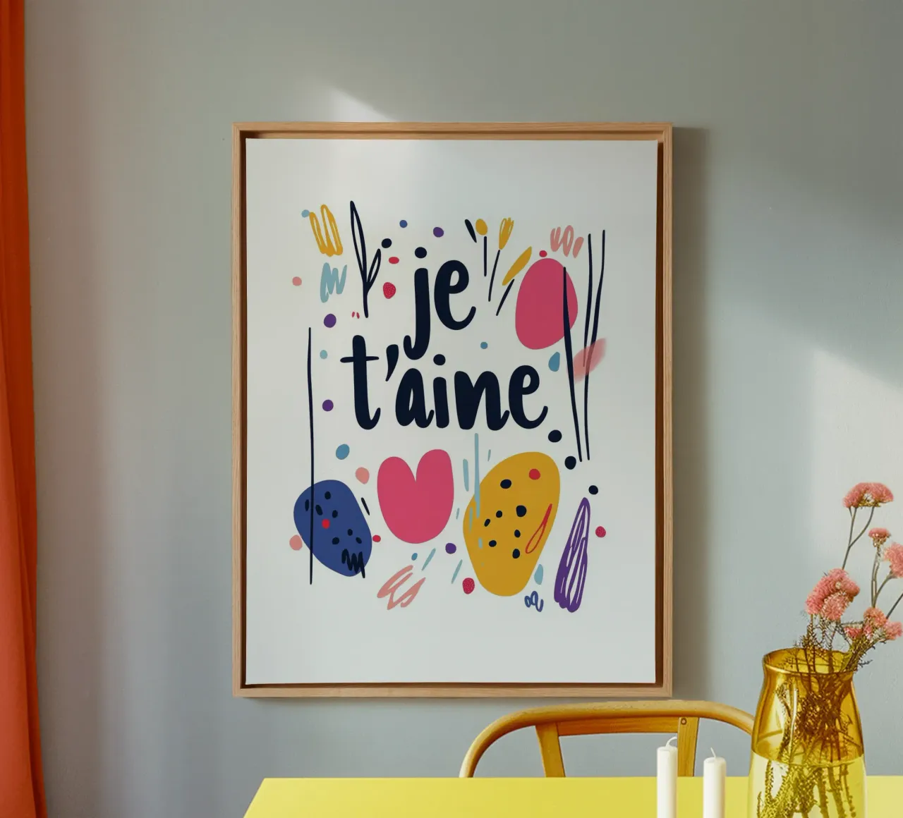 Je t'aime - 1 tela con Cornice a cassetta da Art Typo Essentiel
