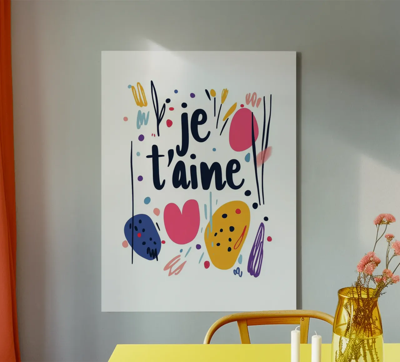 Je t'aime - 1 tela con Cornice a cassetta da Art Typo Essentiel