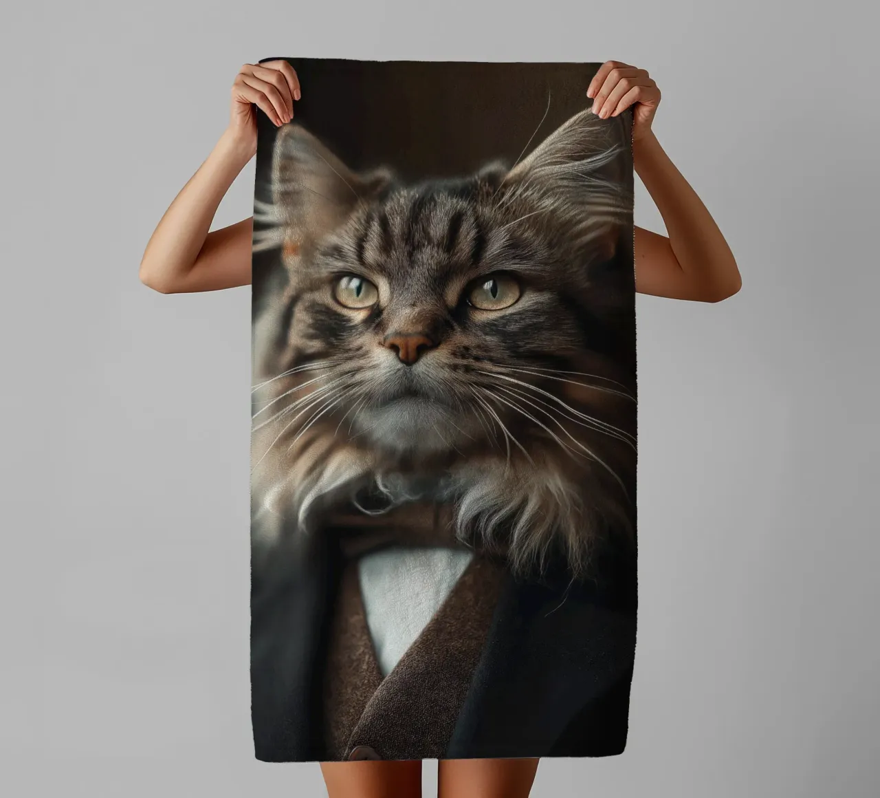 Katze in Kleidern Handtuch von Imagine
