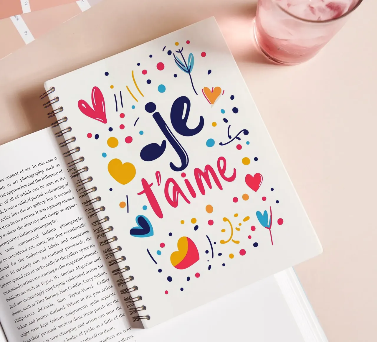 Je t'aime - 3 spiral notebook by Art Typo Essentiel