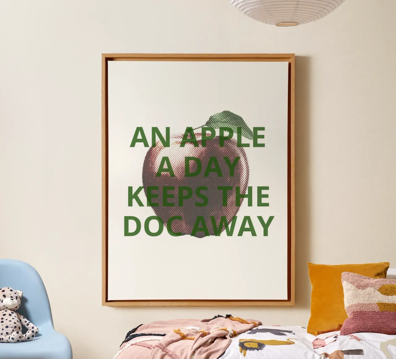 An apple a day keeps the doc away tela con Cornice a cassetta da ramosashop