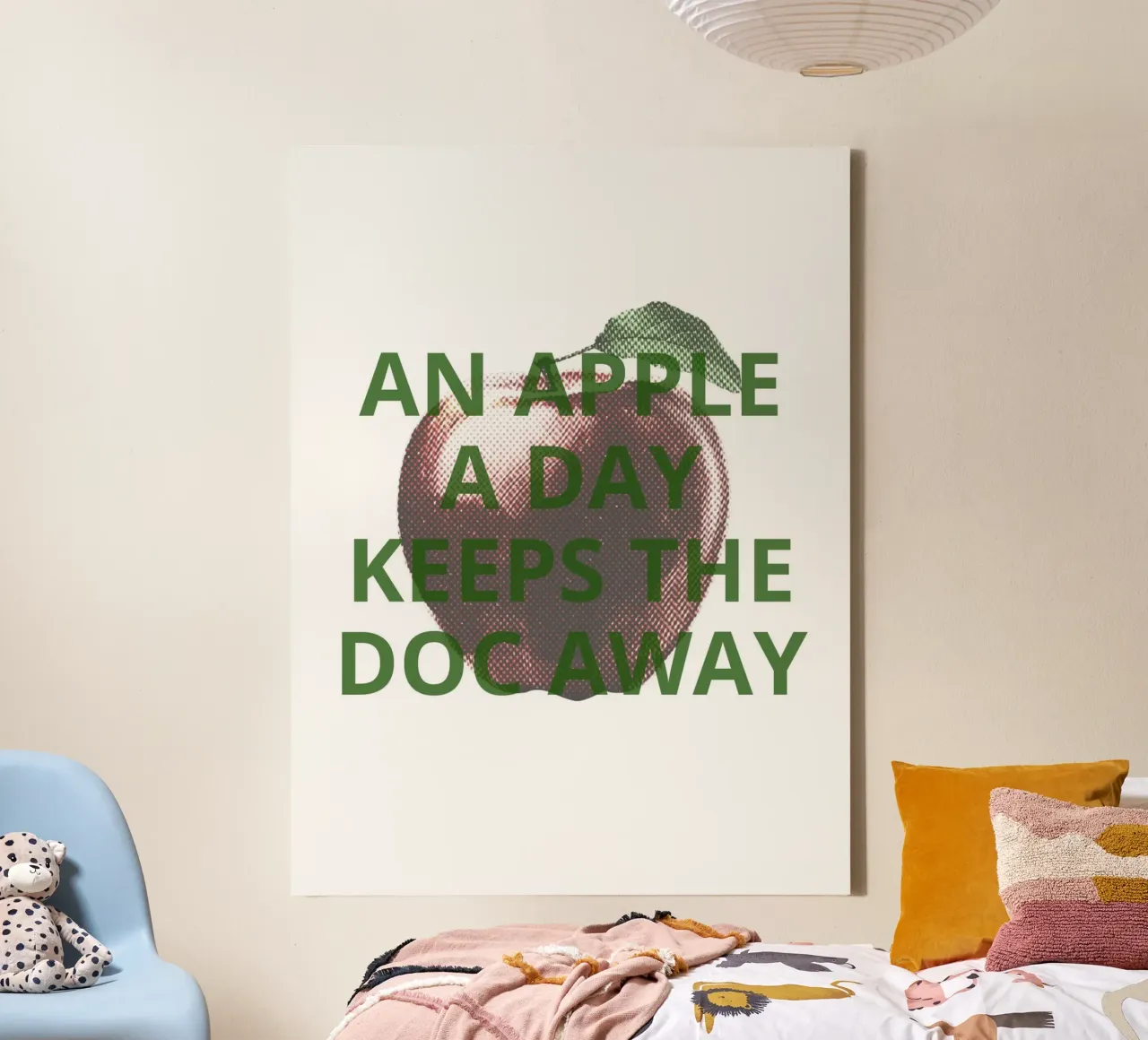 An apple a day keeps the doc away tela con Cornice a cassetta da ramosashop