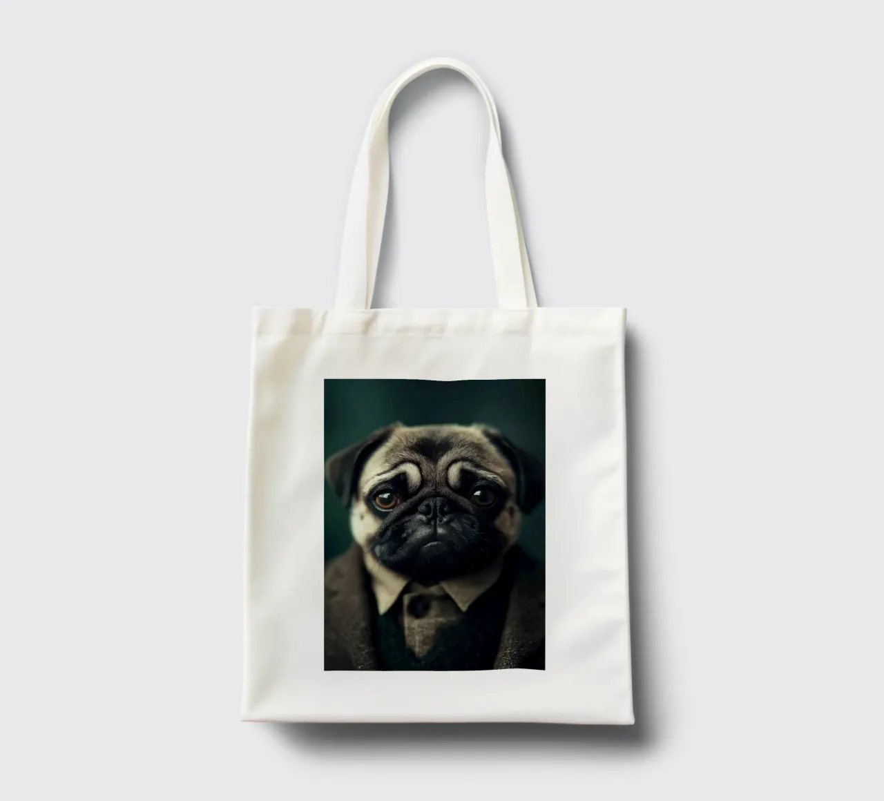 Hond in kleding jute draagtas van Imagine