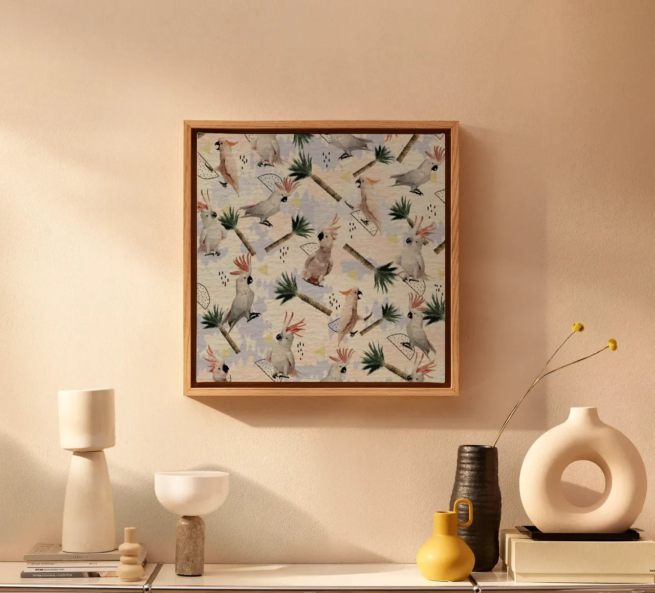 Cockatoos canvas met Baklijst van Kris Tate