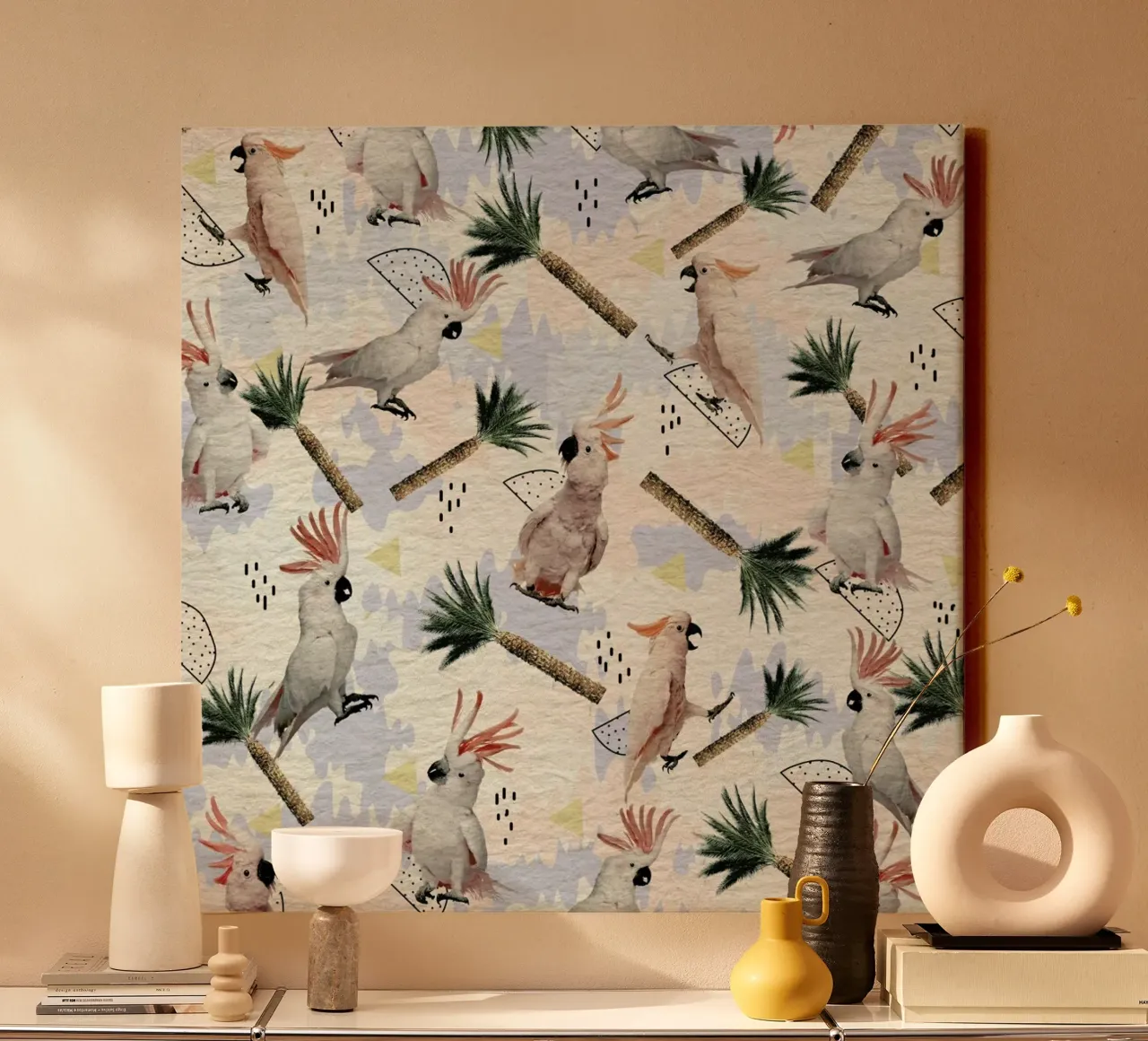 Cockatoos canvas met Baklijst van Kris Tate