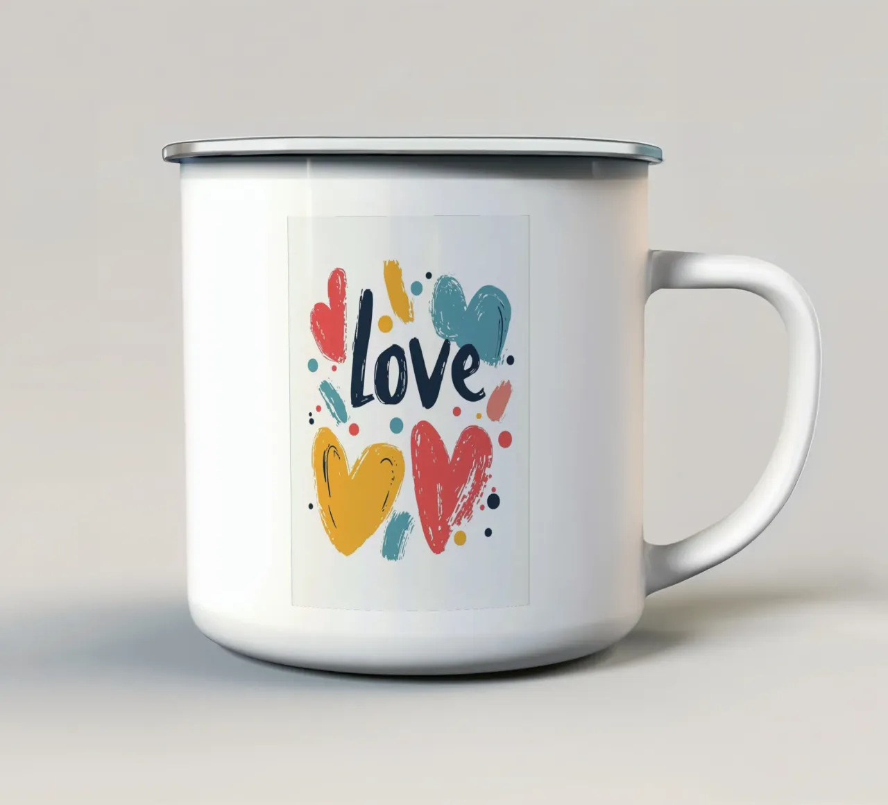 Love - 3 tazza in smalto da Art Typo Essentiel