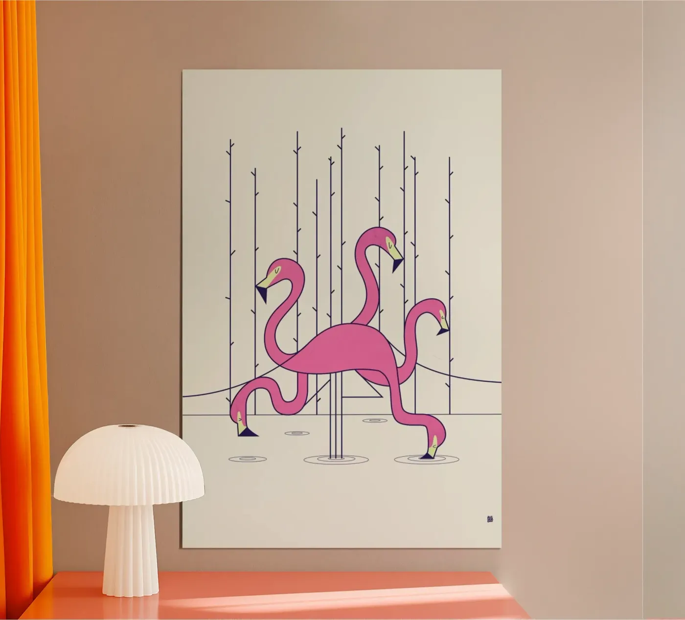 Flamingo poster van Ale Giorgini