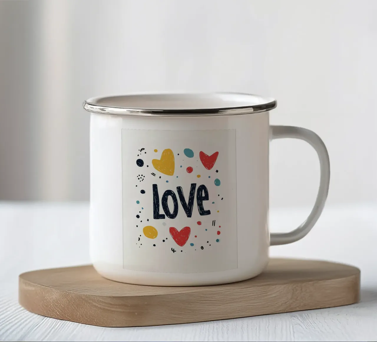 Love - 4 tazza in smalto da Art Typo Essentiel