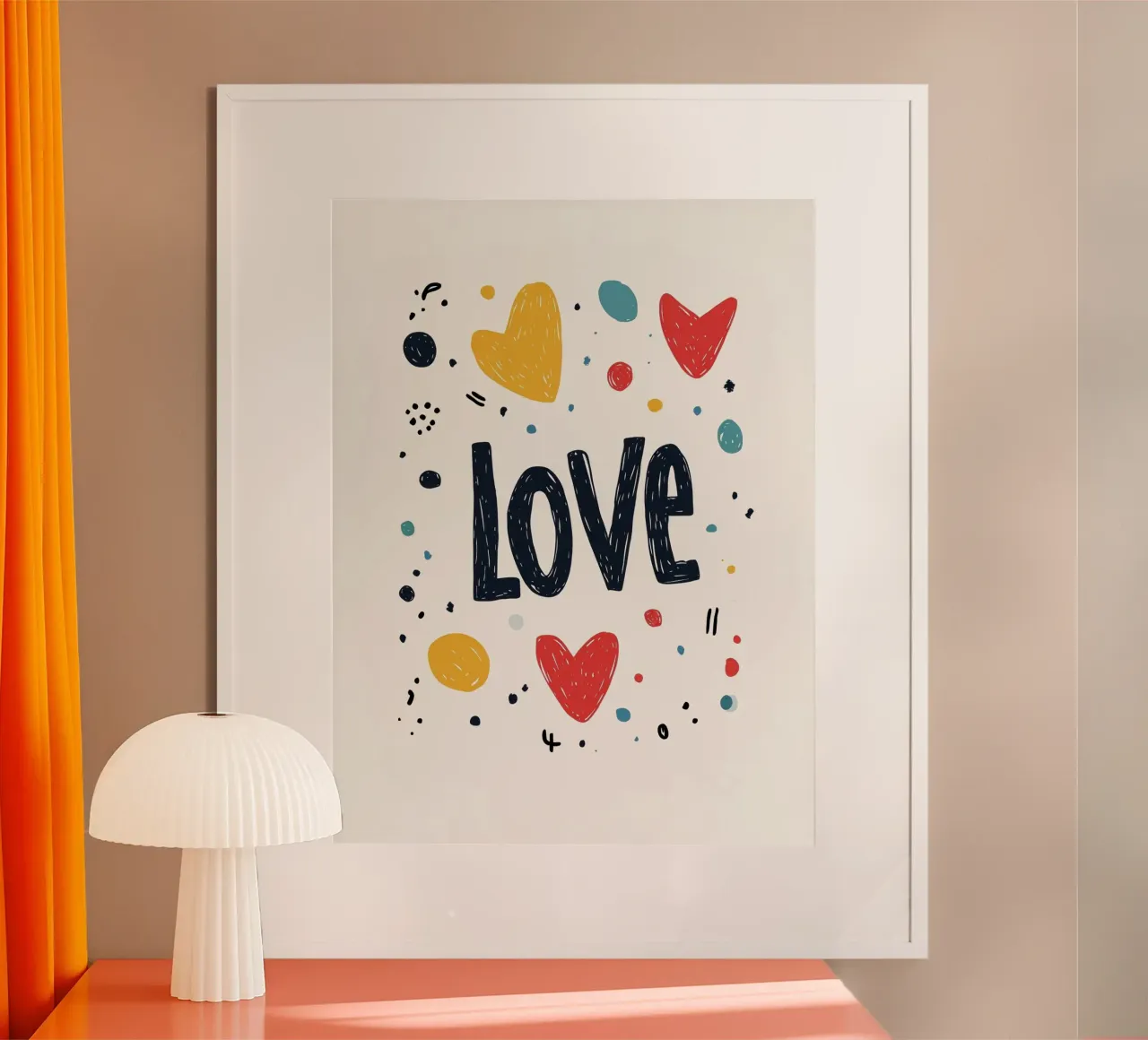 Love - 4 poster con telaio in legno da Art Typo Essentiel