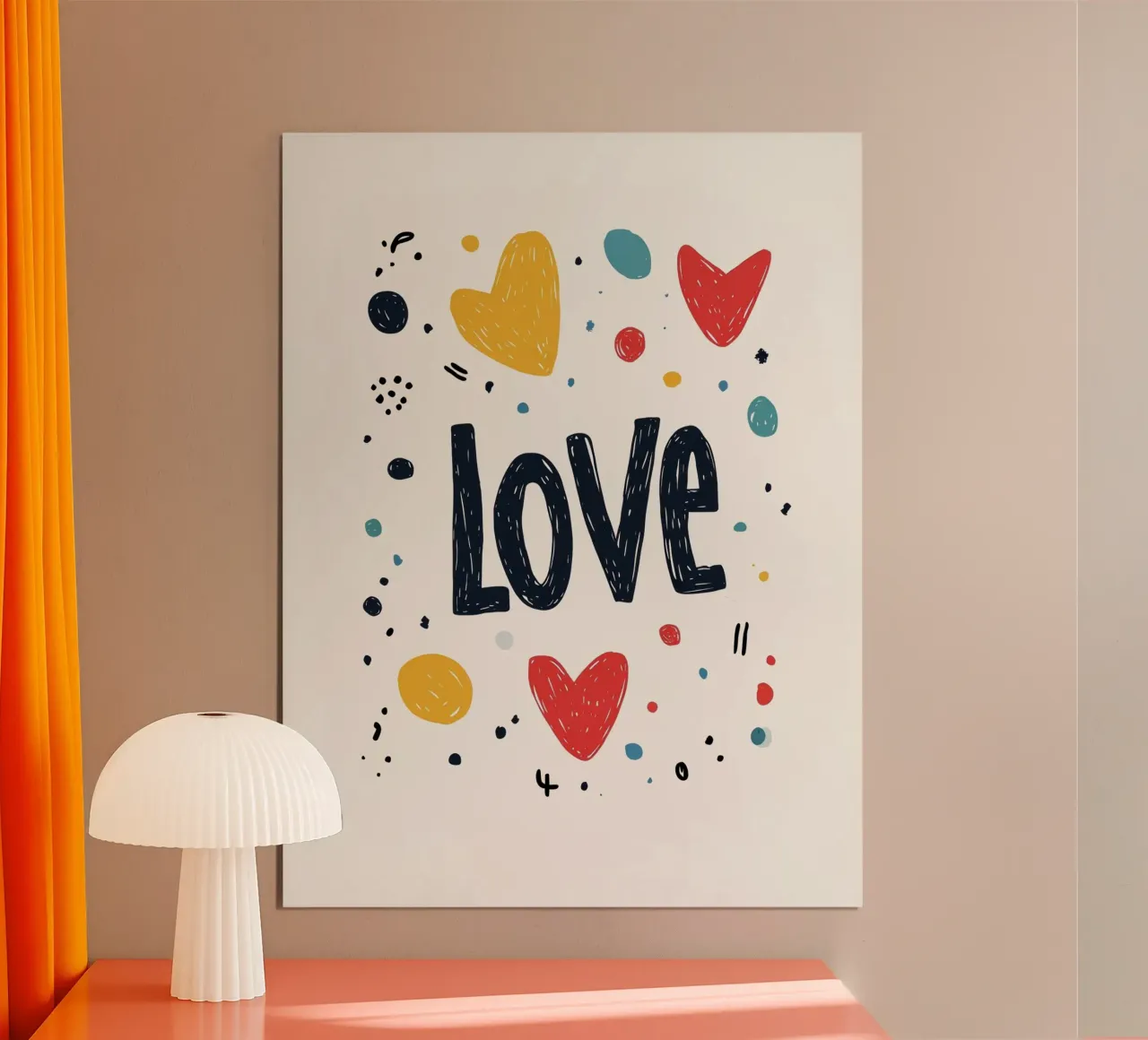 Love - 4 poster con telaio in legno da Art Typo Essentiel