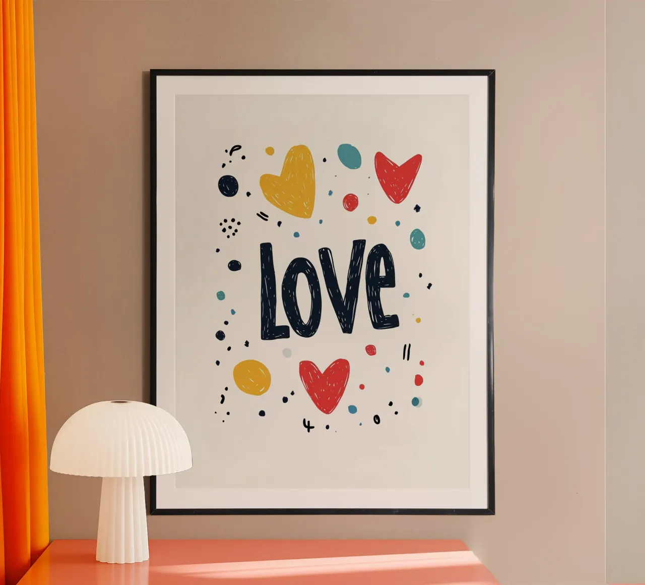 Love - 4 poster con telaio in legno da Art Typo Essentiel
