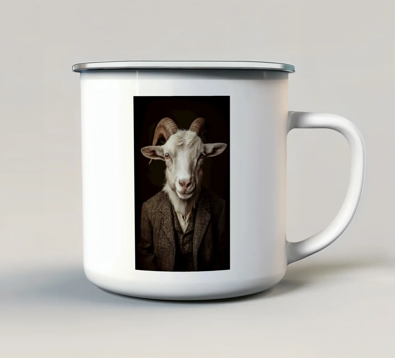 Capre abbigliamento d'epoca tazza in smalto da Imagine