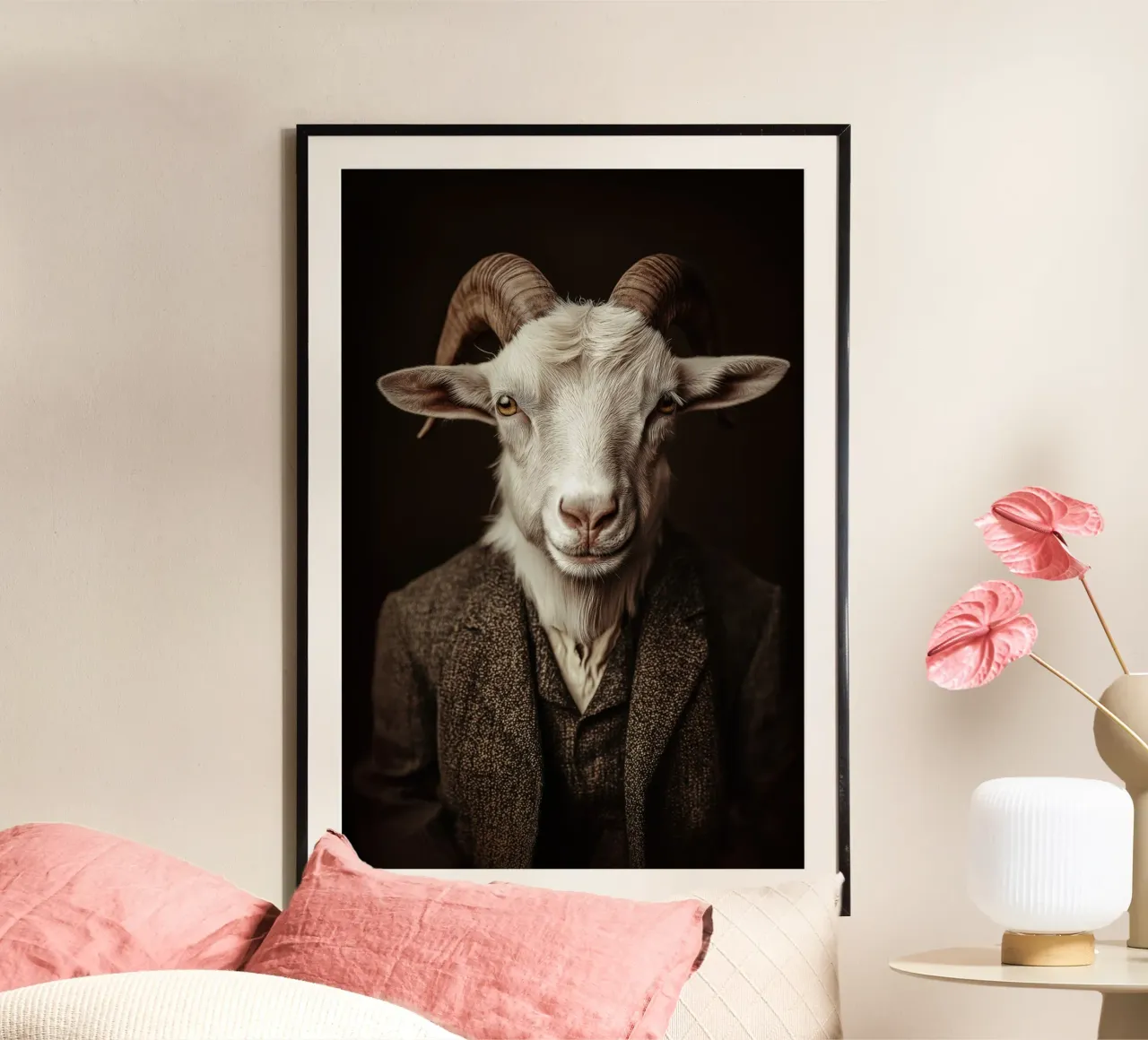 Ziegen in altmodischer Kleidung Poster von Imagine