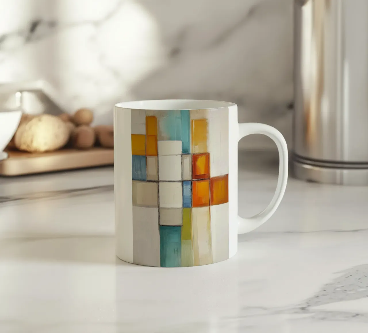 Abstracte vlakken keramische mok van Imagine