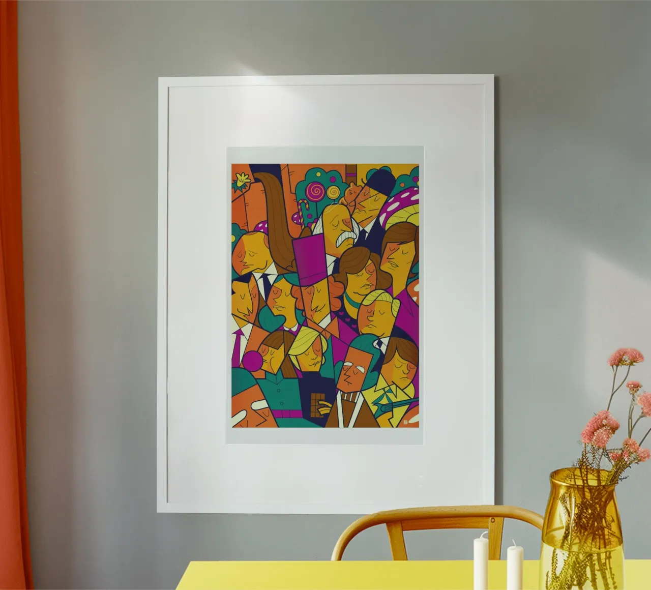 Willy Wonka poster con telaio in legno da Ale Giorgini