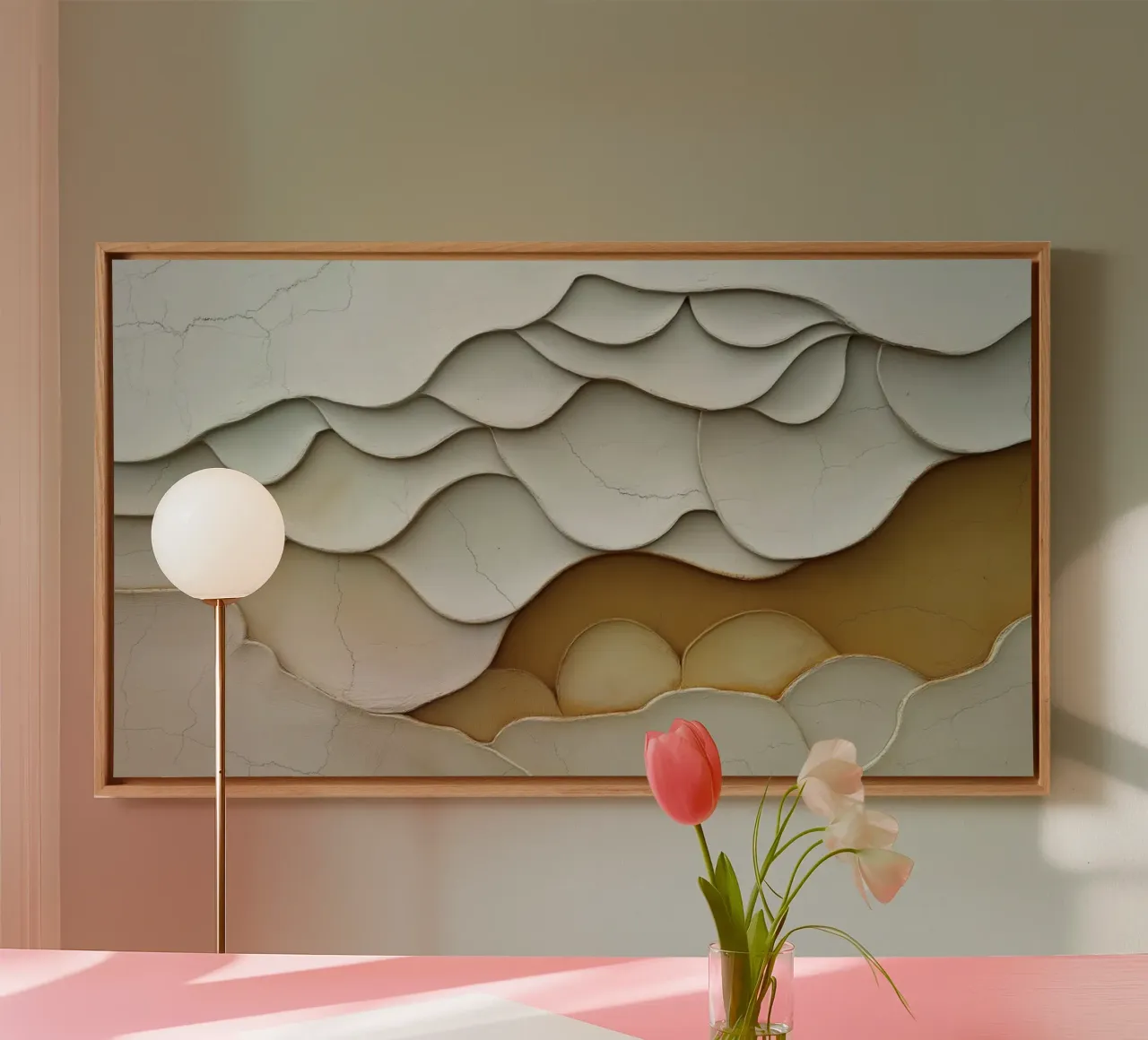 Abstract organic forms canvas with Floater frame by Imagine