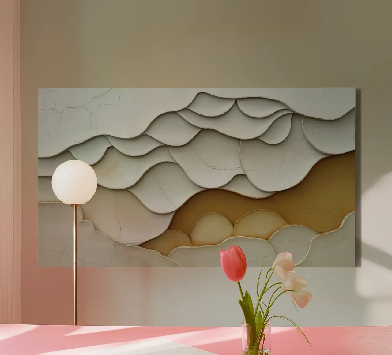 Abstract organic forms canvas with Floater frame by Imagine