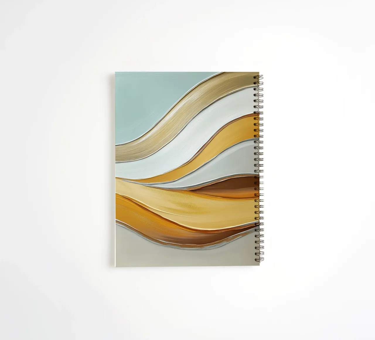 Abstract waves with gold spiral notebook by Imagine