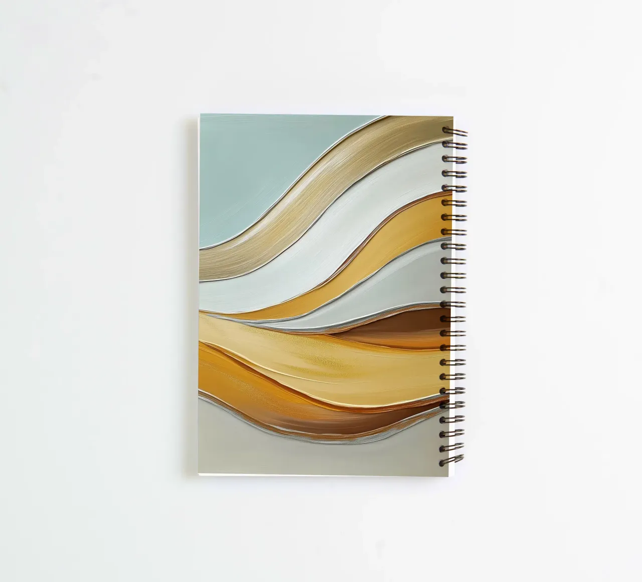 Abstract waves with gold spiral notebook by Imagine