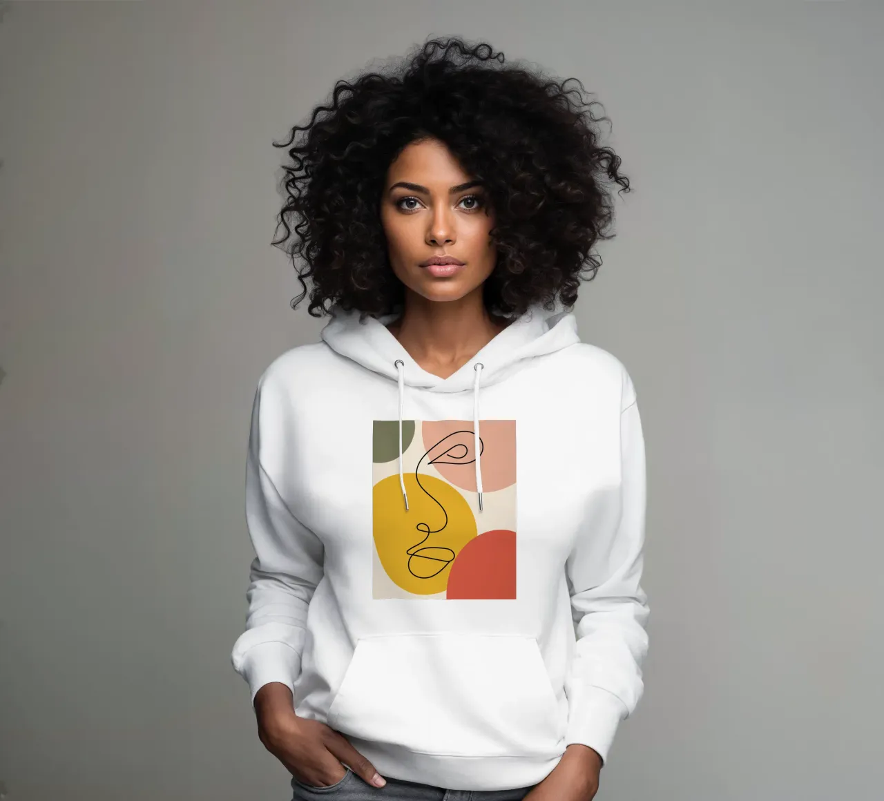 Continuous black line and colors felpa con cappuccio da LisaArtes