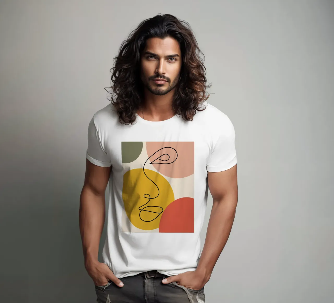 Continuous black line and colors t-shirt da LisaArtes