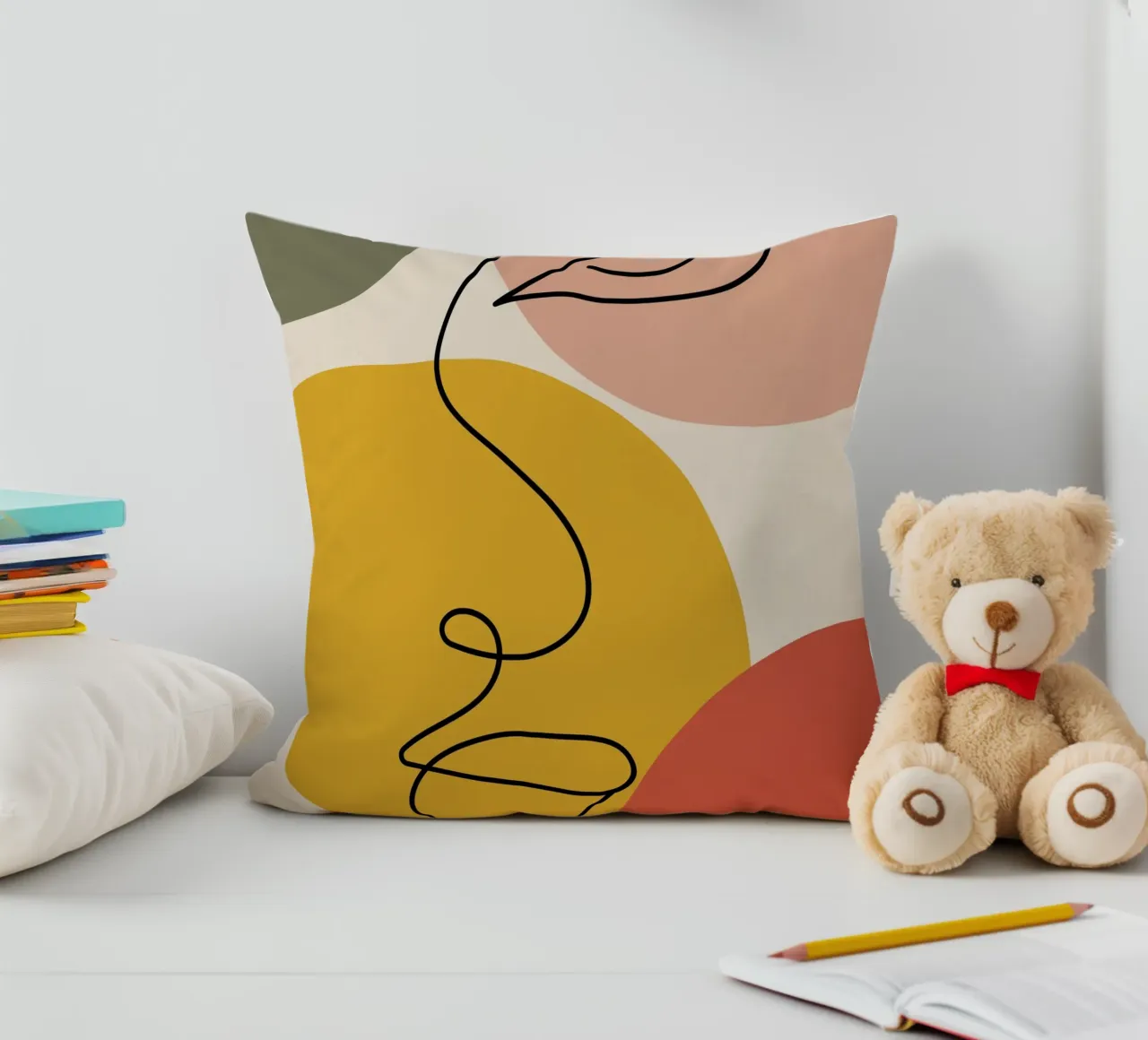 Continuous black line and colors cuscino da LisaArtes