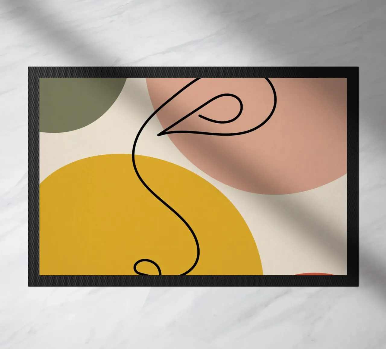 Continuous black line and colors doormat by LisaArtes