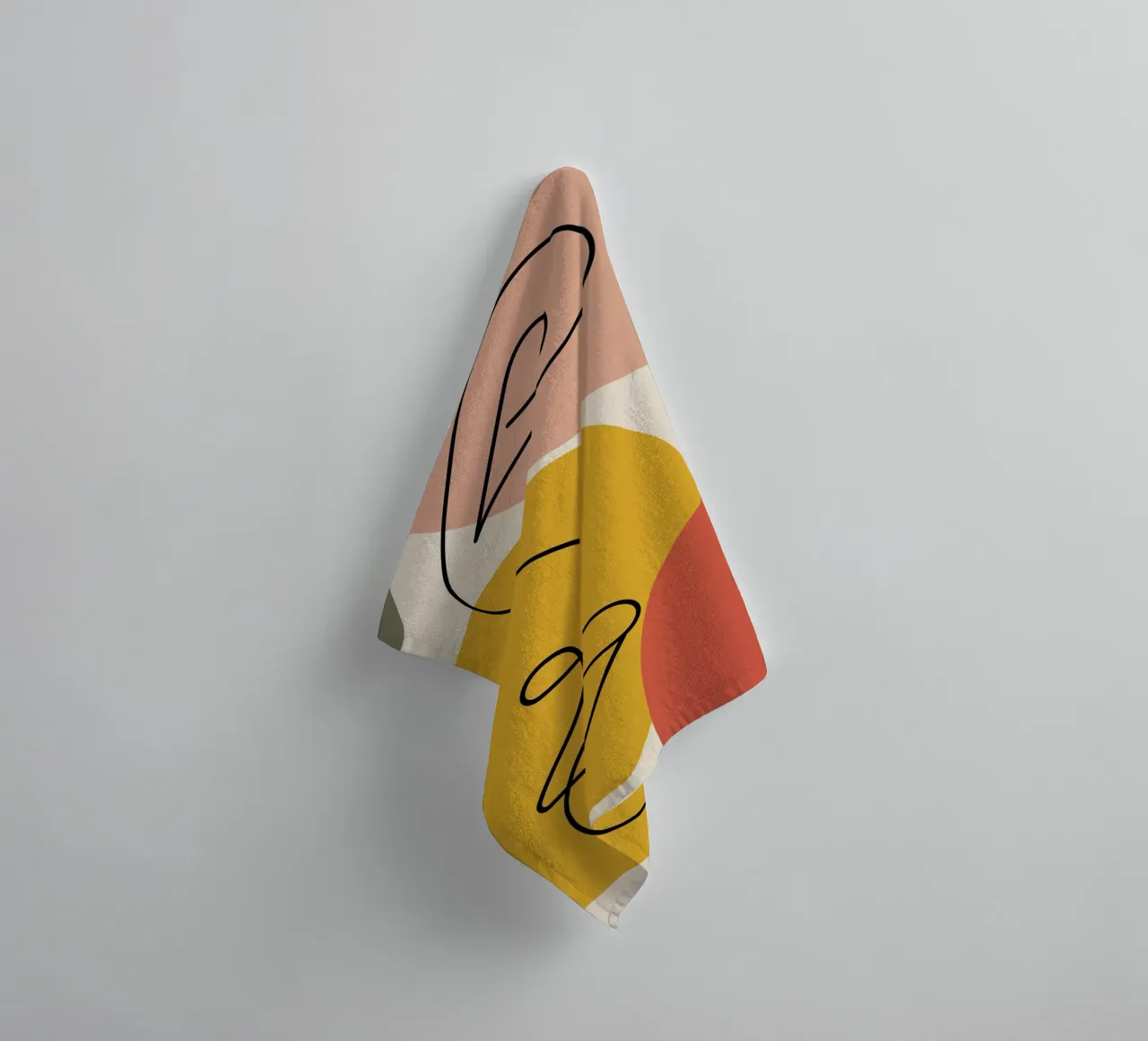 Continuous black line and colors towel by LisaArtes
