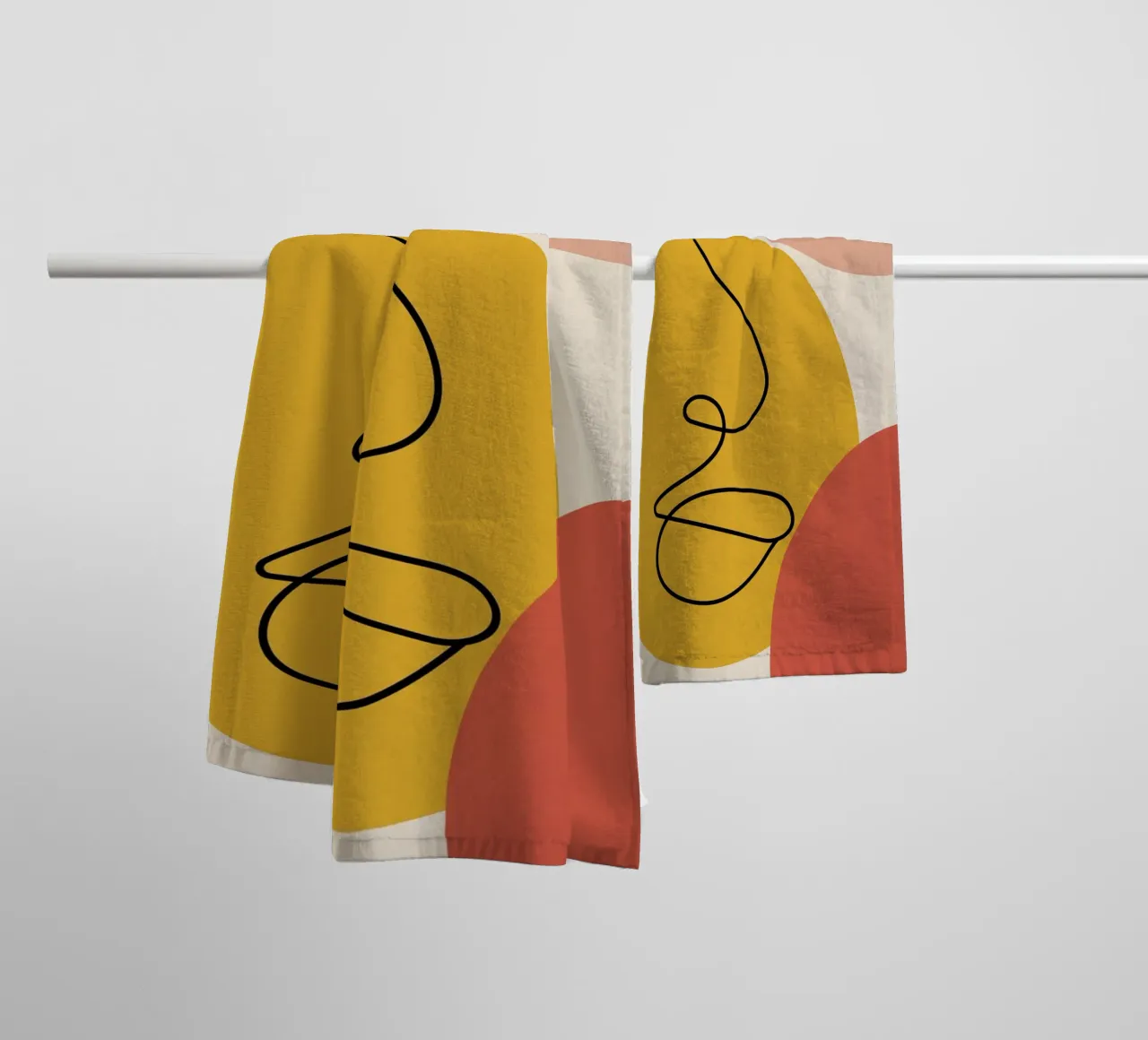 Continuous black line and colors towel by LisaArtes