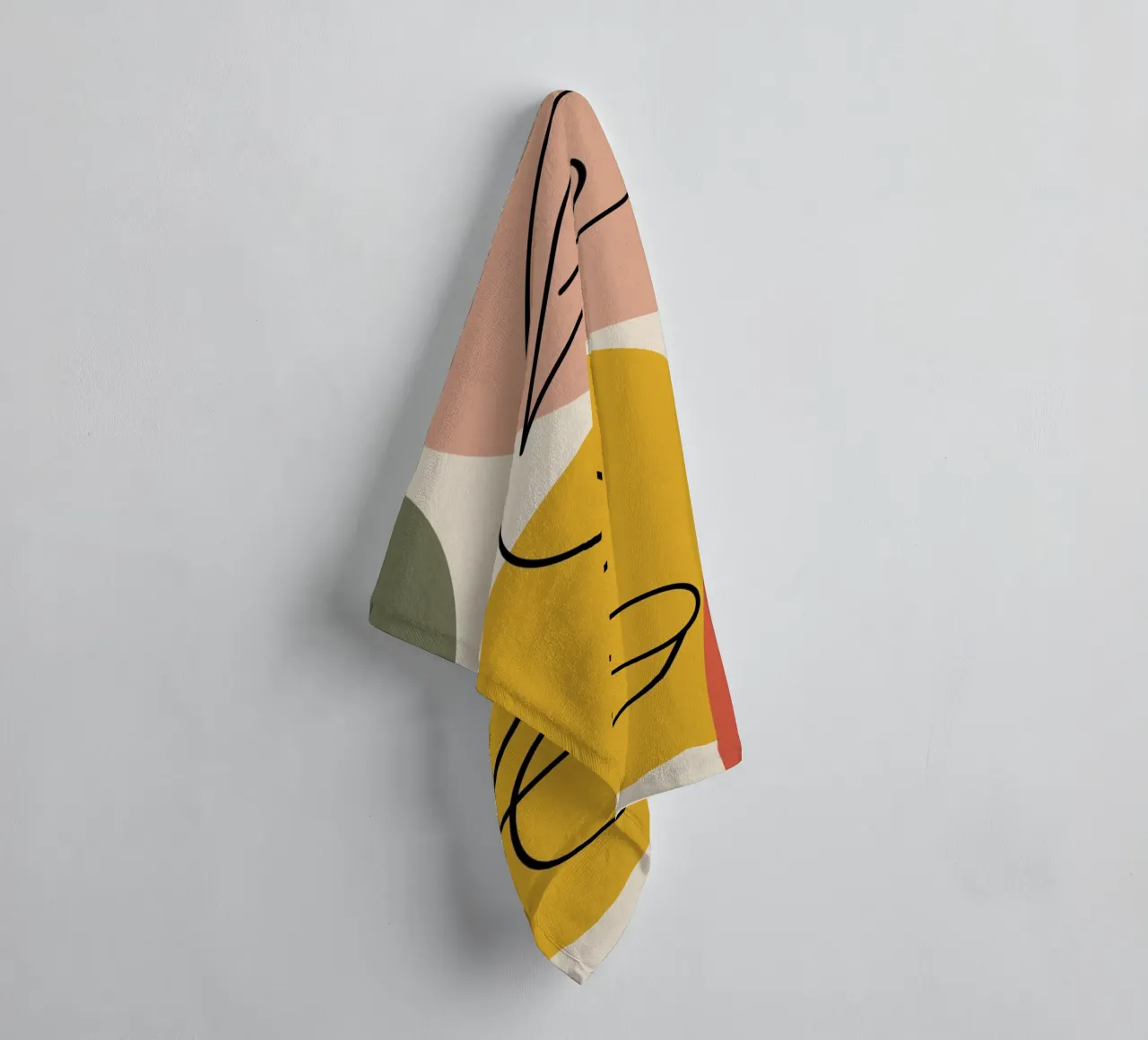 Continuous black line and colors towel by LisaArtes