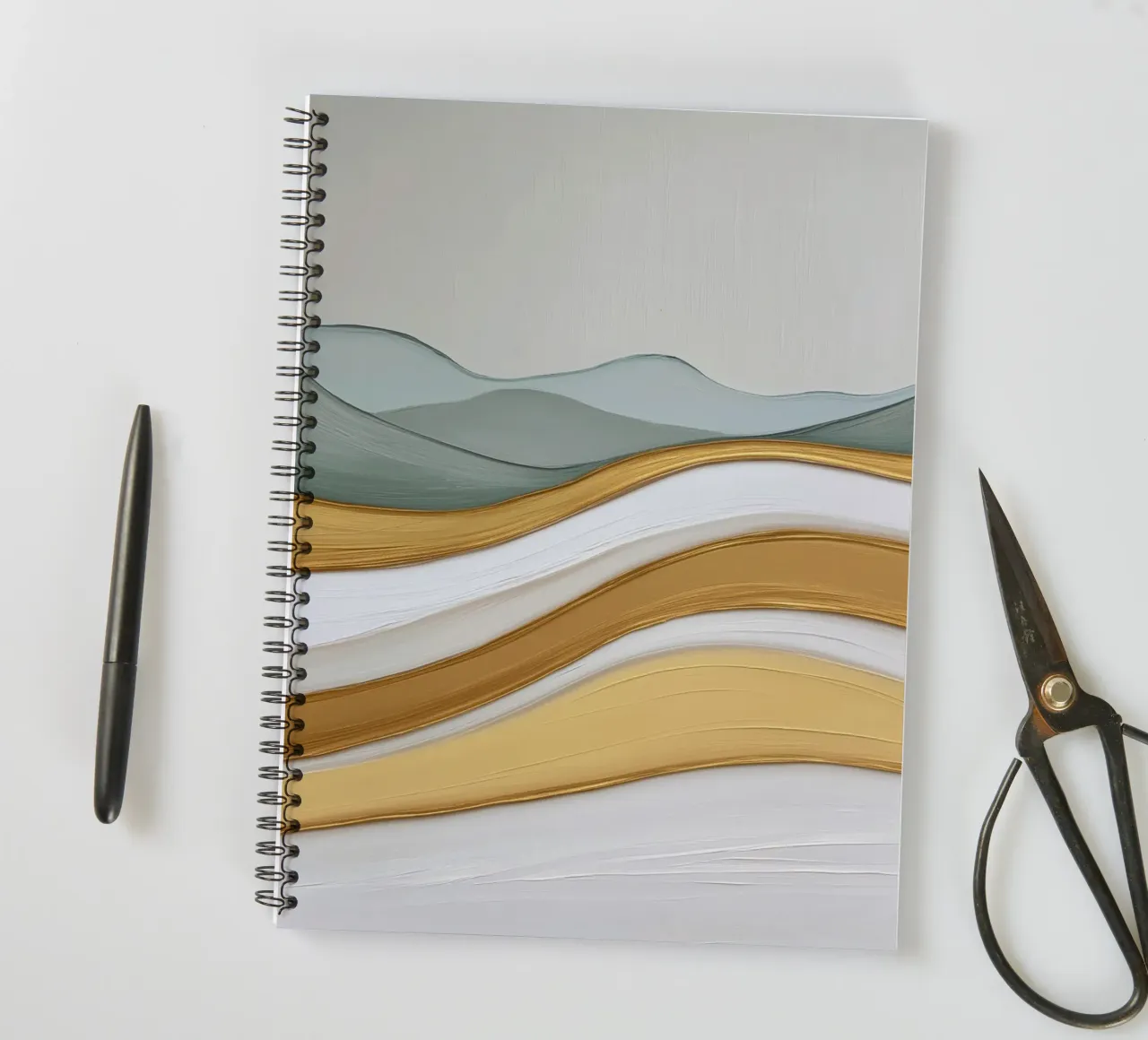 Abstract landscape with hills spiral notebook by Imagine