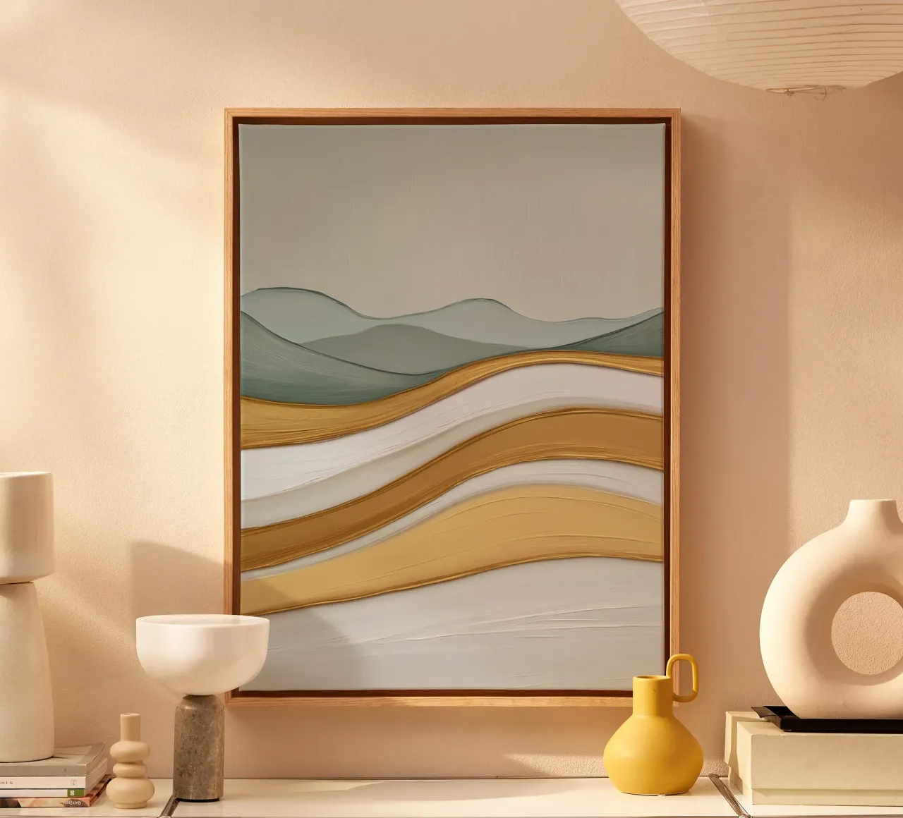 Paesaggio astratto con colline tela con Cornice a cassetta da Imagine