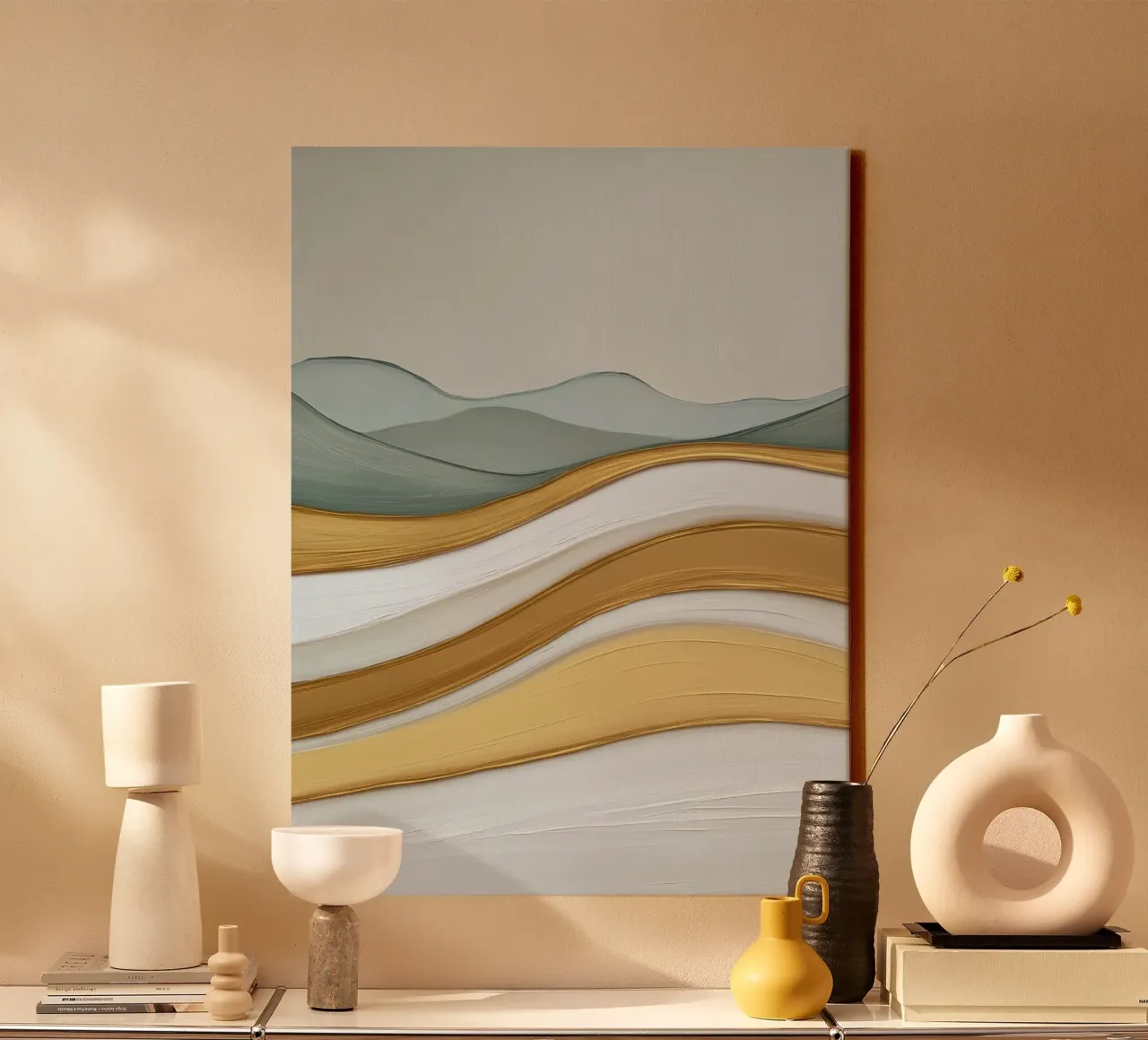 Paesaggio astratto con colline tela con Cornice a cassetta da Imagine