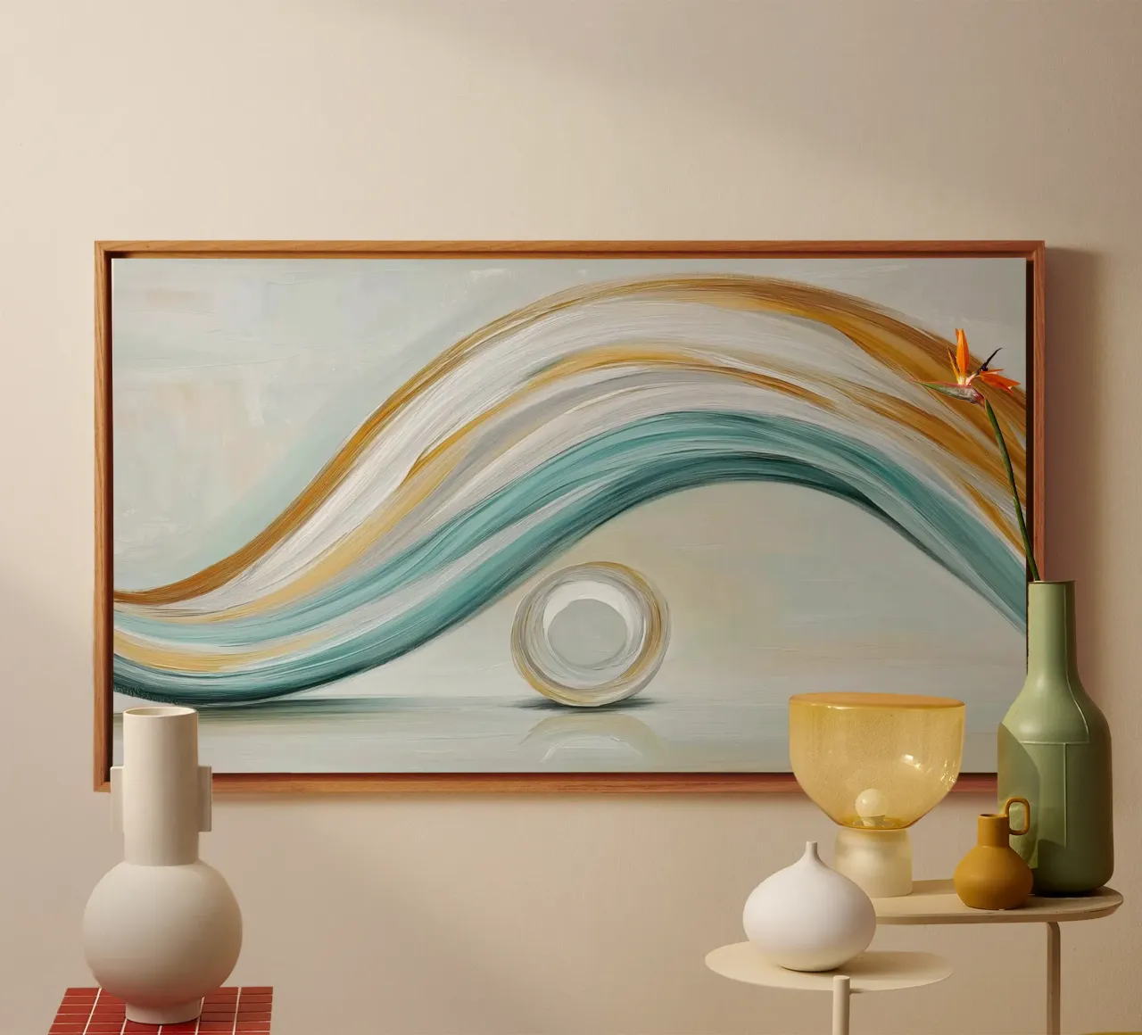 Abstract wave canvas with Floater frame by Imagine