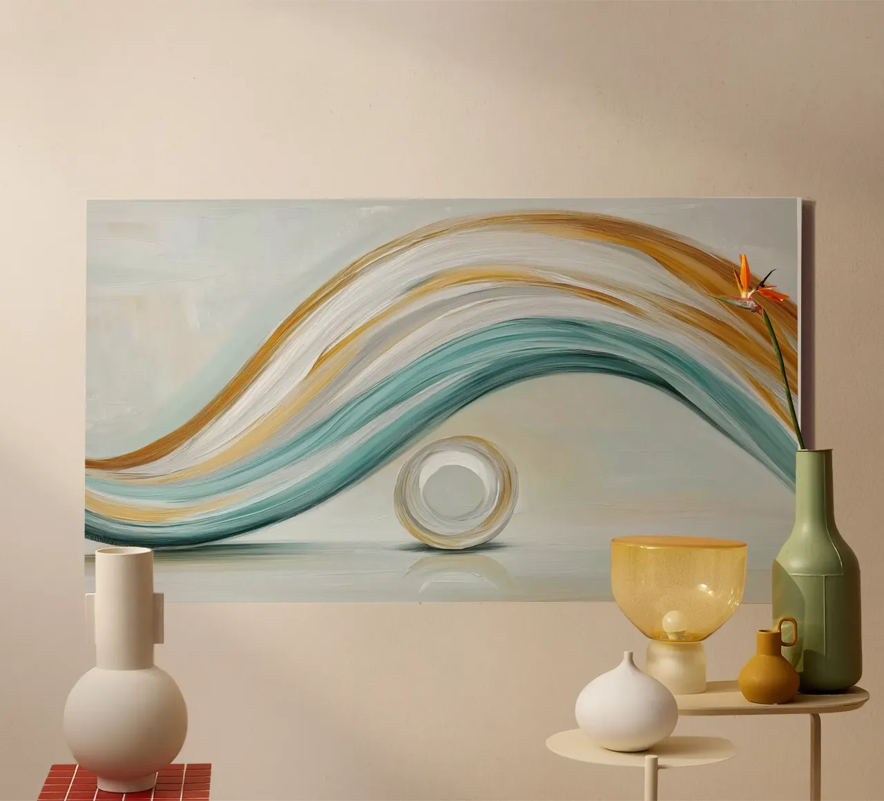 Abstract wave canvas with Floater frame by Imagine