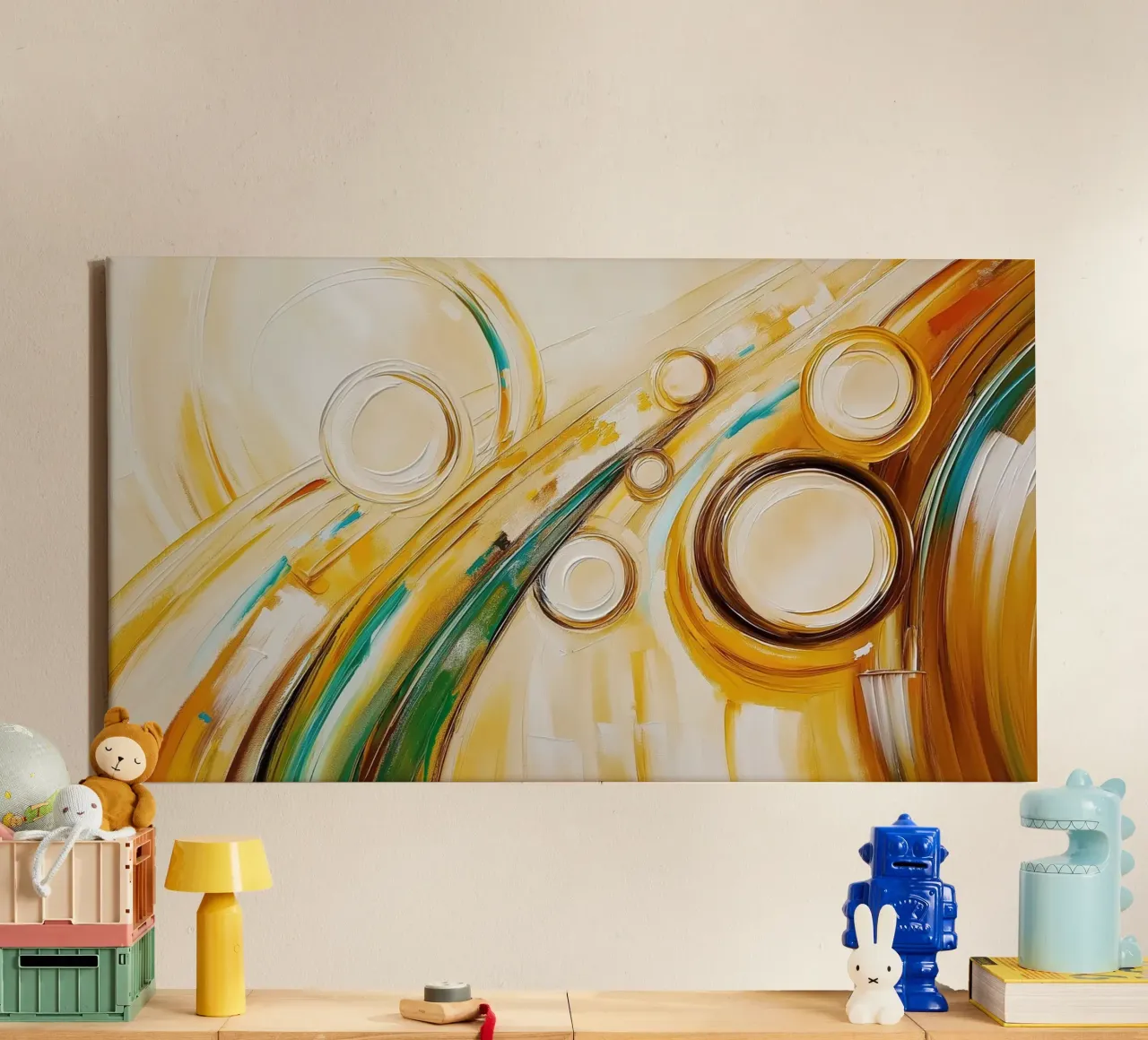 Abstract organic forms canvas with Floater frame by Imagine