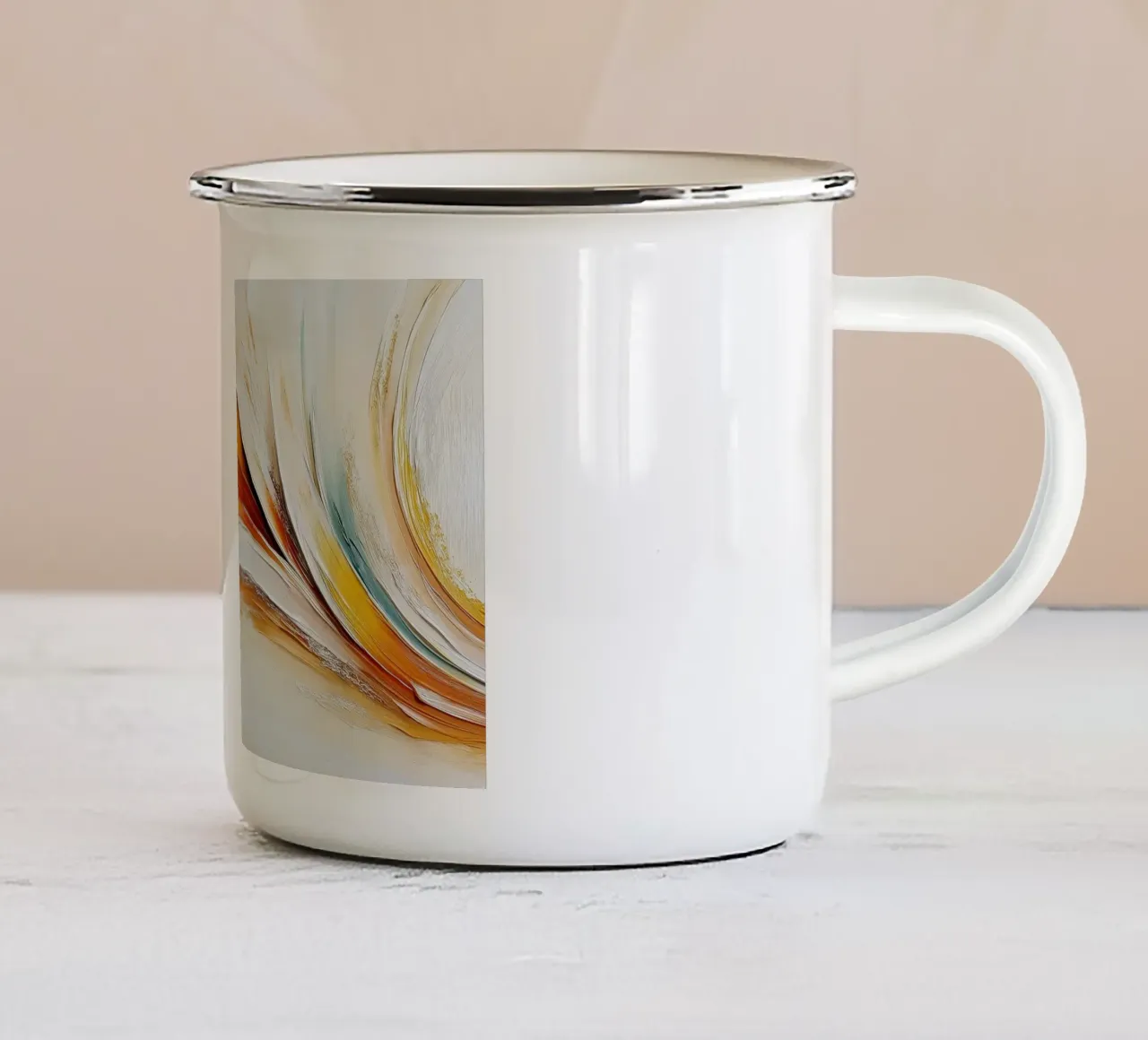 Abstracte vormen in primaire kleuren emaille mok van Imagine