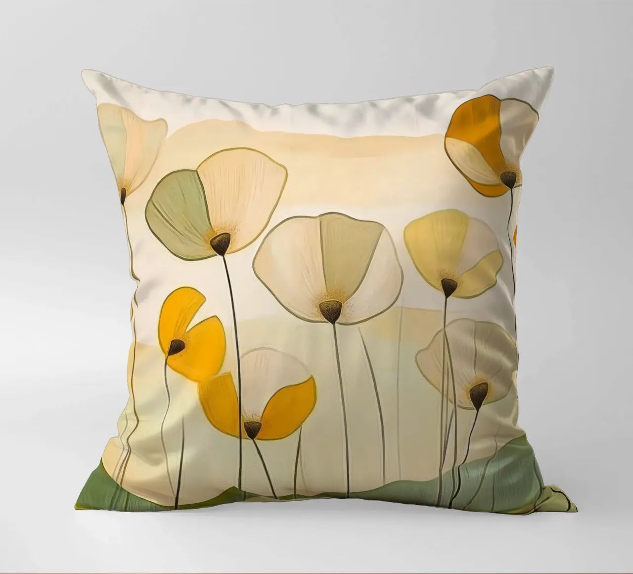 Fiori astratti in arancione e verde cuscino da Imagine