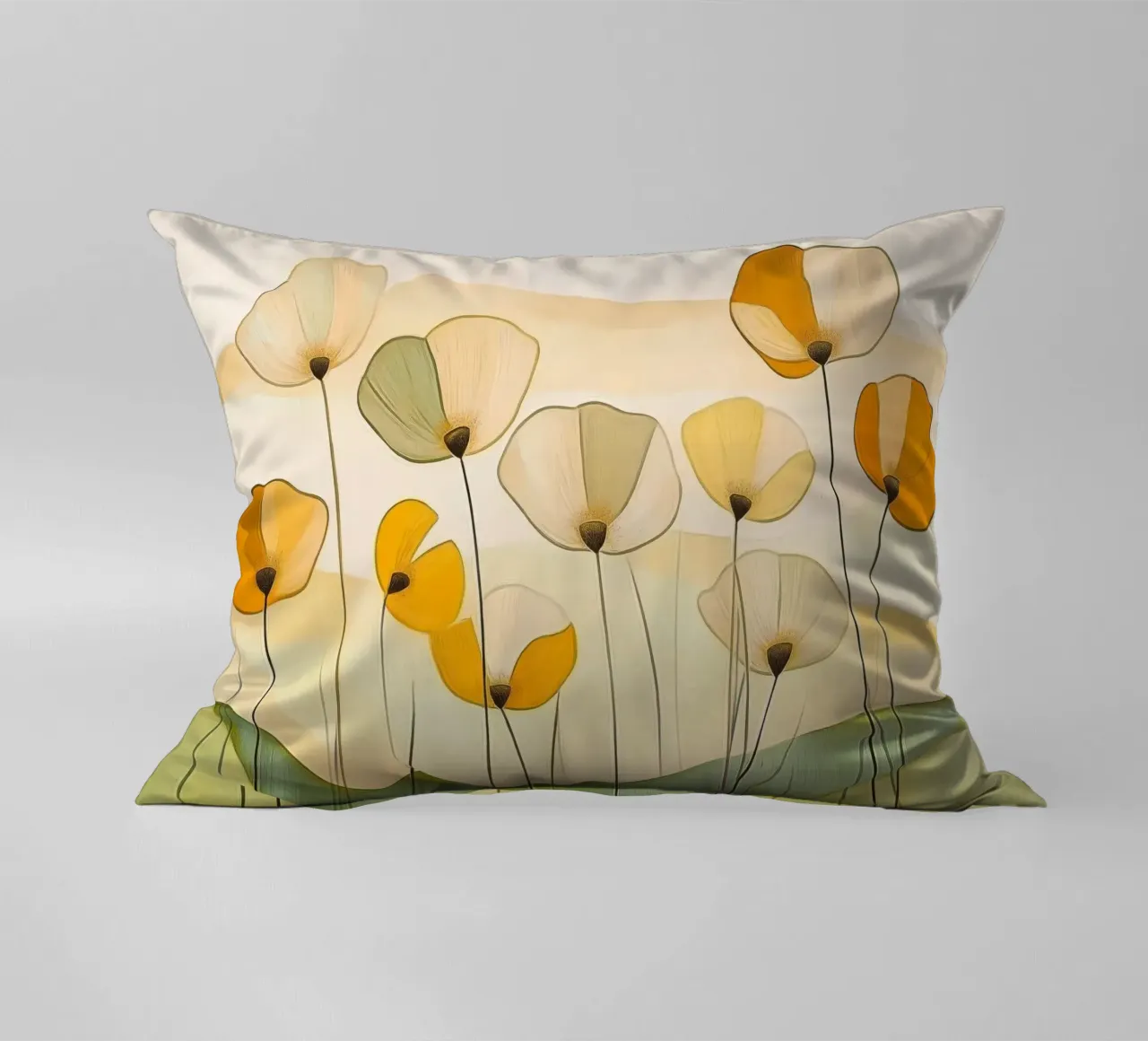 Fiori astratti in arancione e verde cuscino da Imagine