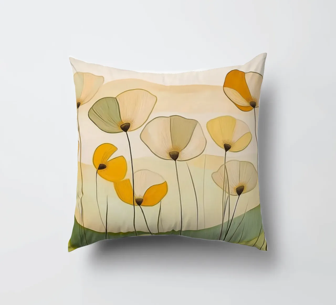 Fiori astratti in arancione e verde cuscino da Imagine