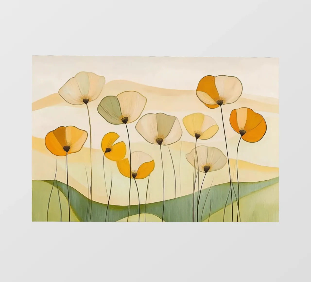 Fiori astratti in arancione e verde telo in pvc da Imagine