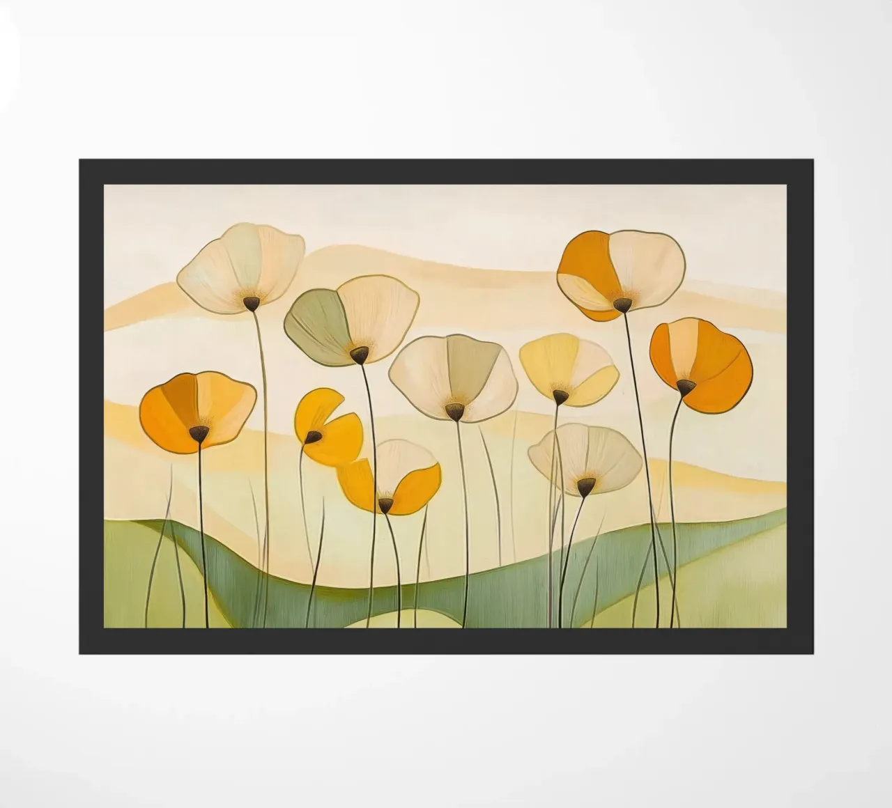 Fiori astratti in arancione e verde zerbino da Imagine