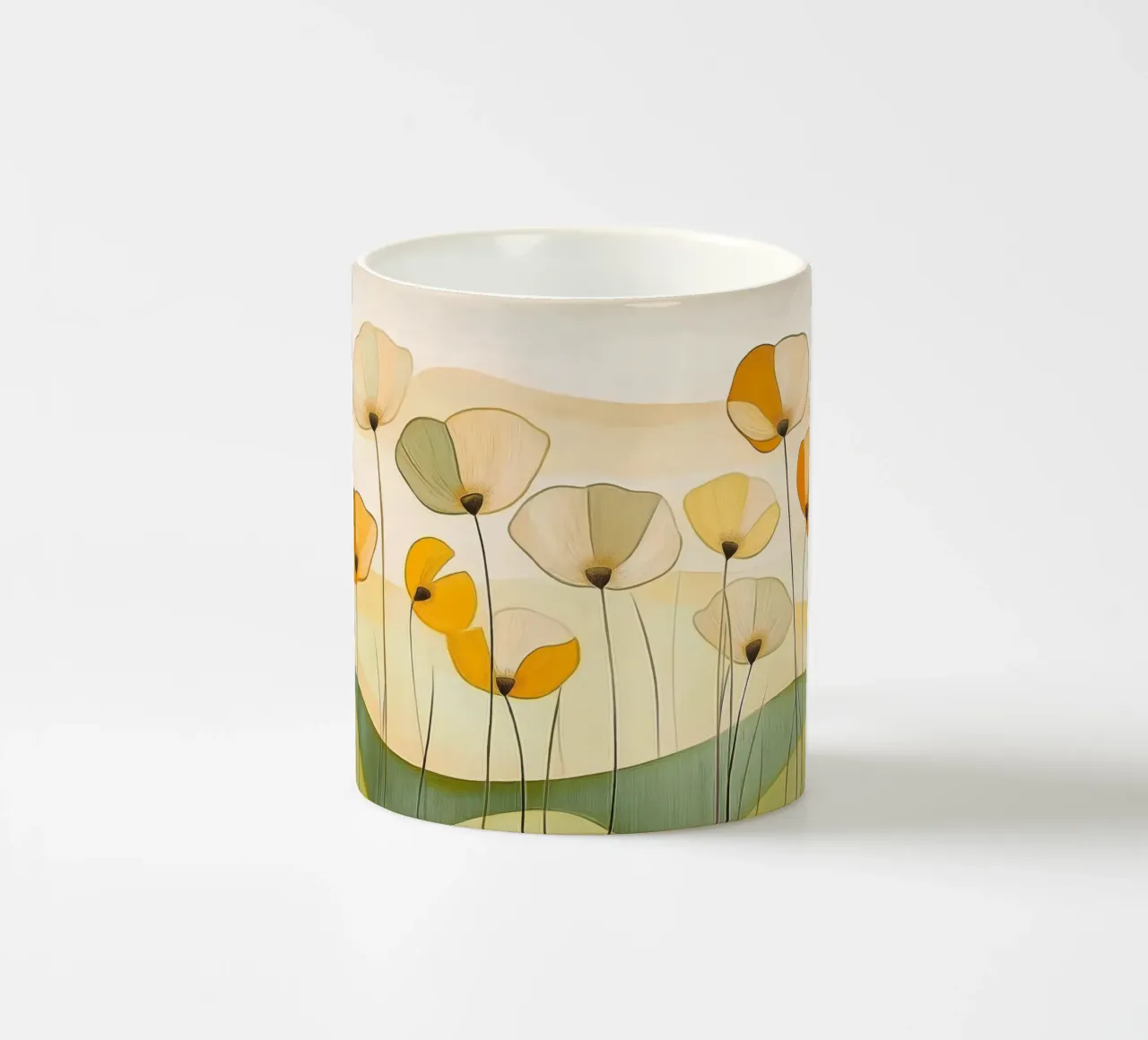 Fiori astratti in arancione e verde tazza in ceramica da Imagine