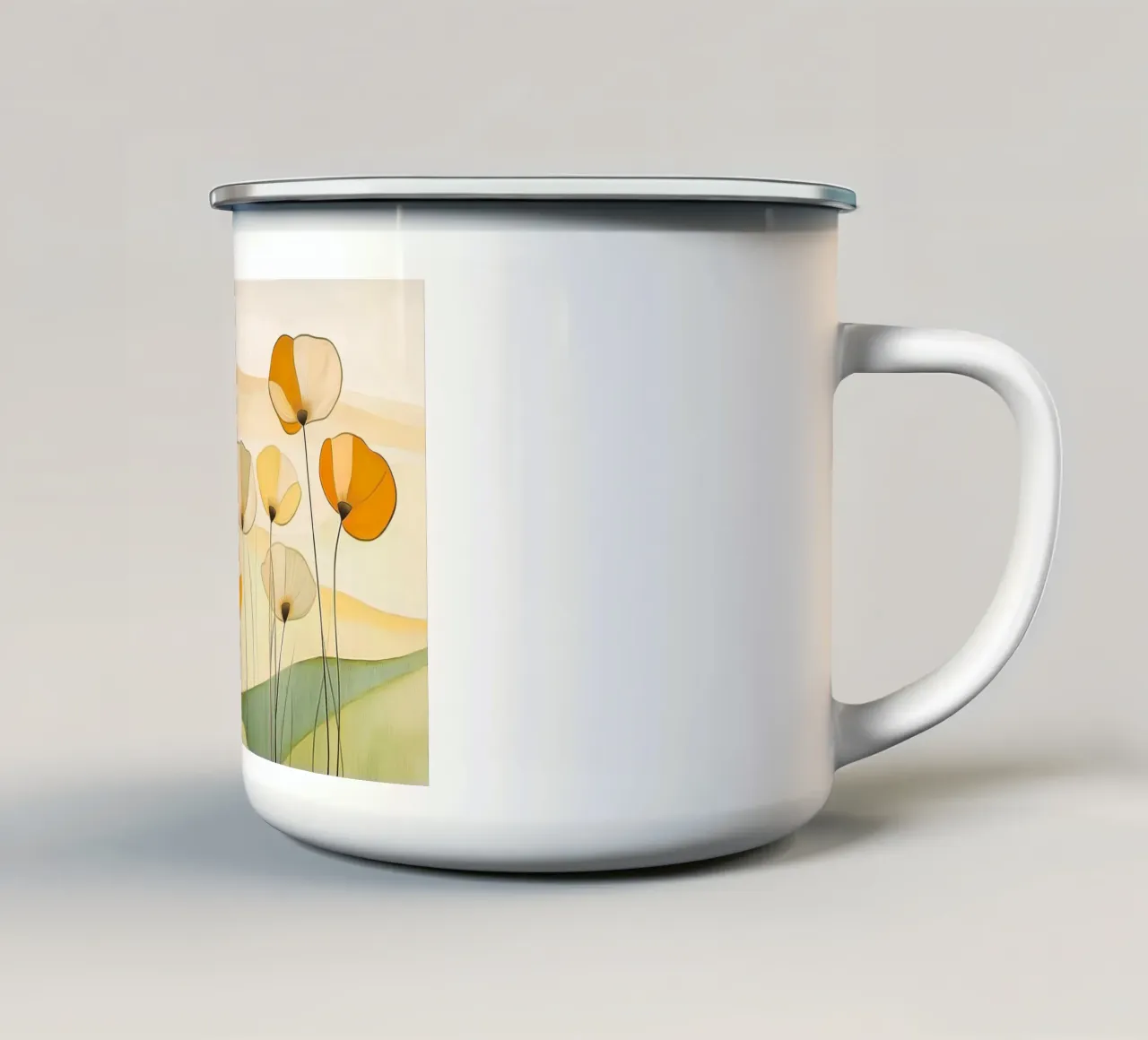 Fiori astratti in arancione e verde tazza in smalto da Imagine