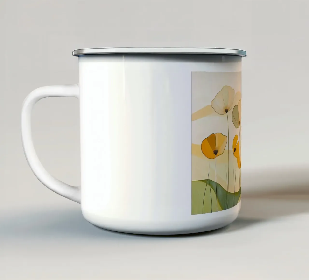 Fiori astratti in arancione e verde tazza in smalto da Imagine