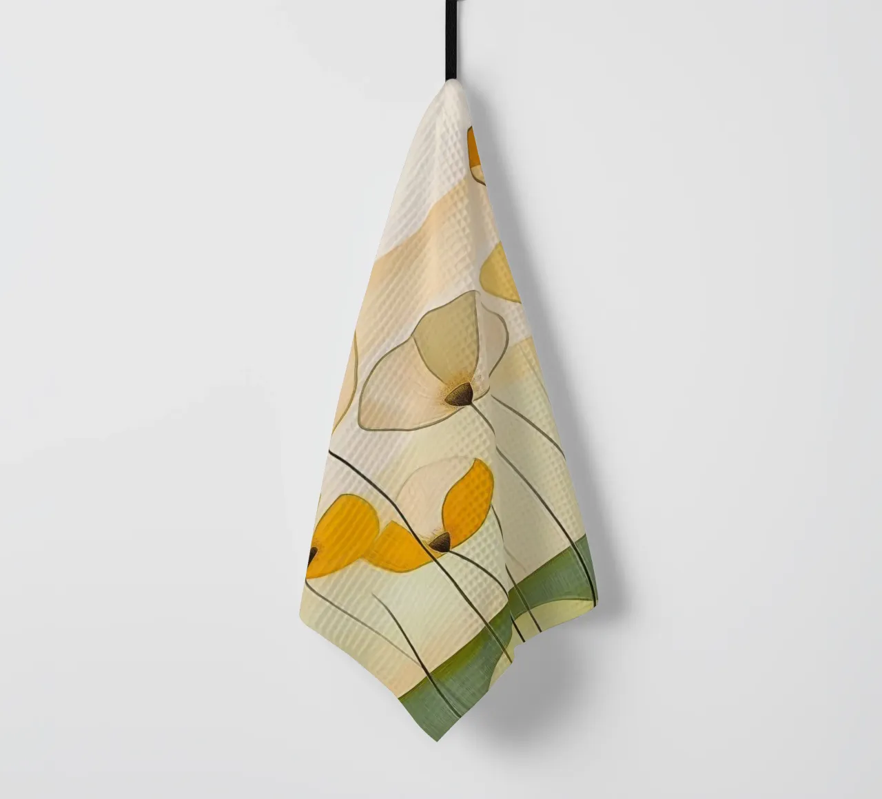 Fiori astratti in arancione e verde canovaccio da cucina da Imagine
