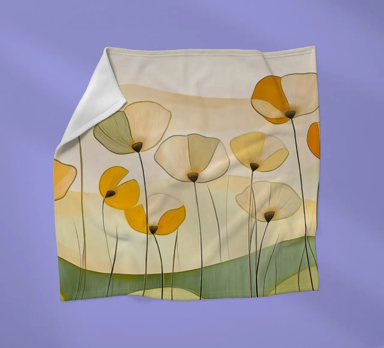 Fiori astratti in arancione e verde coperta in pile da Imagine