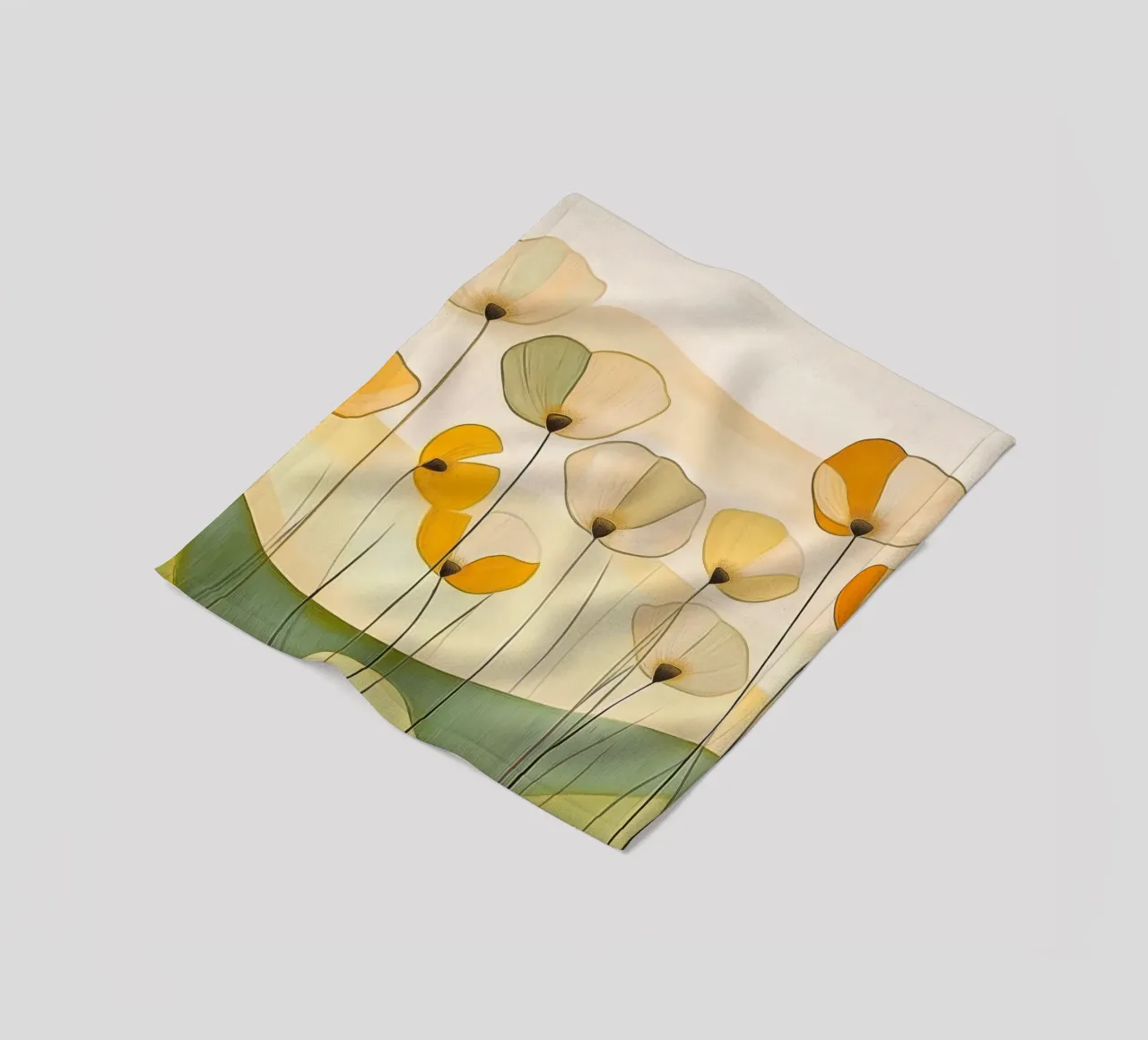 Fiori astratti in arancione e verde coperta in pile da Imagine